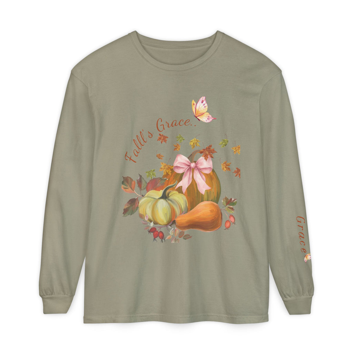 Fall’s Grace | Women’s Pumpkin Long-Sleeve Tee