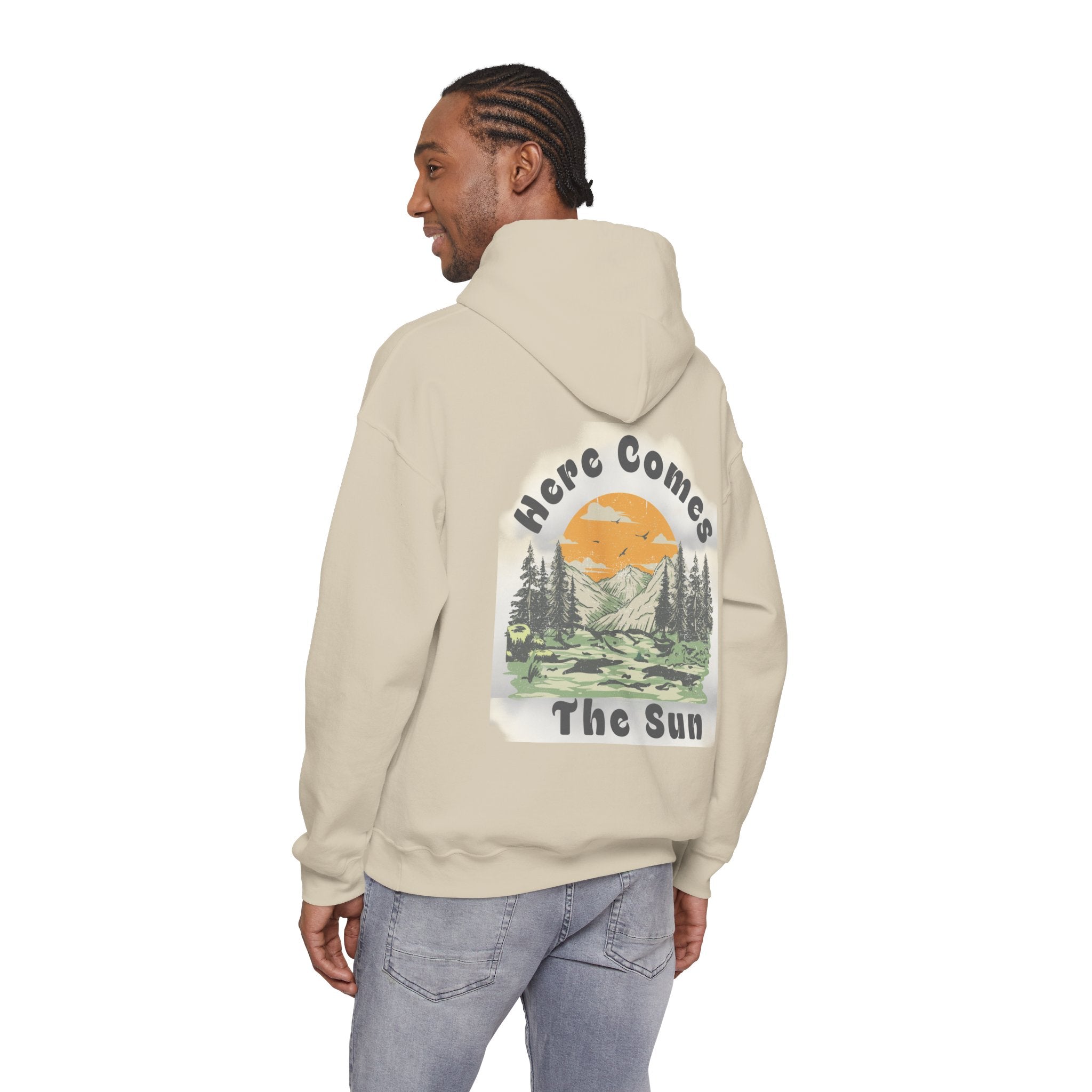 Peace and Love Retro "Here Comes The Sun" Graphic Hoodie — Unisex for Anyone
