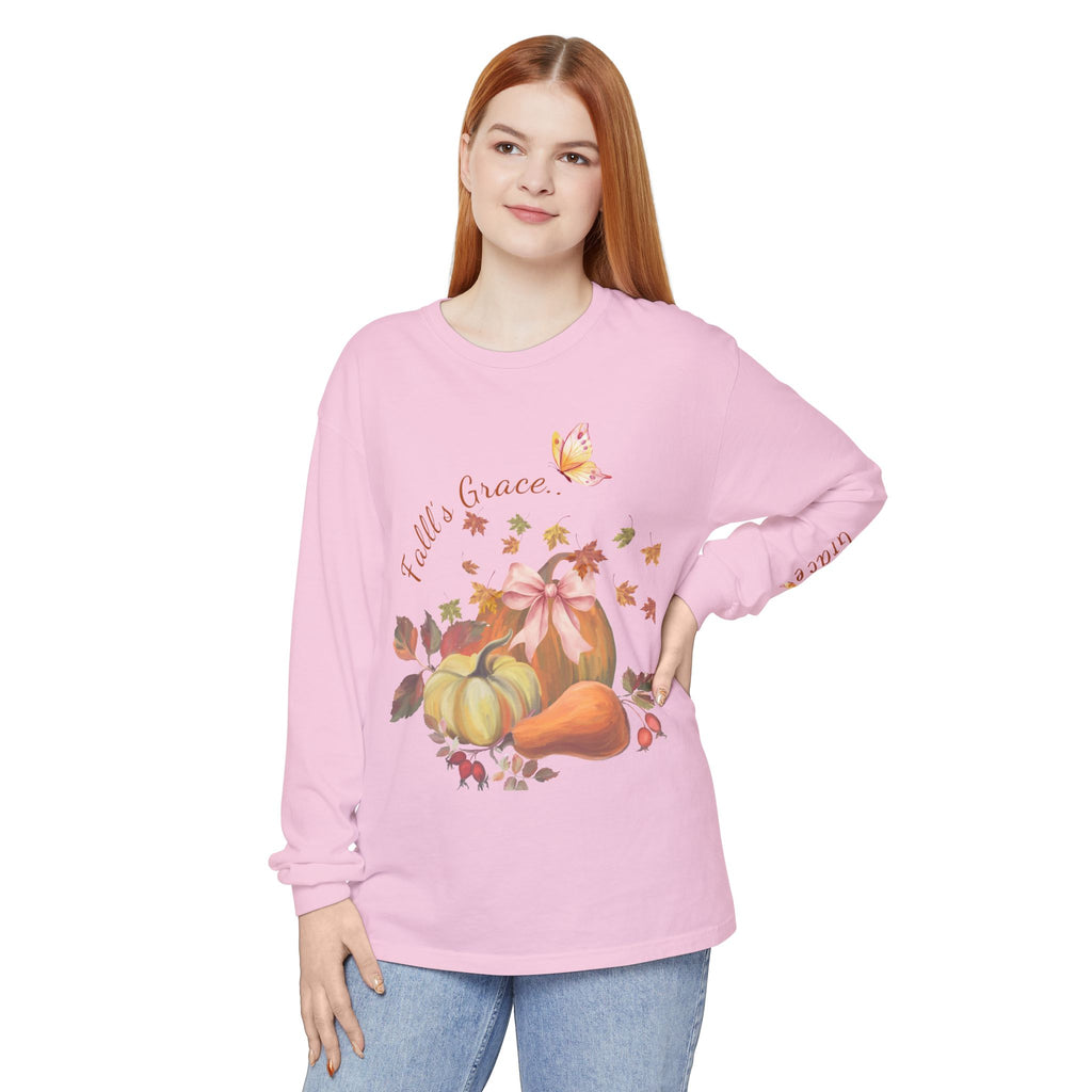 Fall’s Grace | Women’s Pumpkin Long-Sleeve Tee