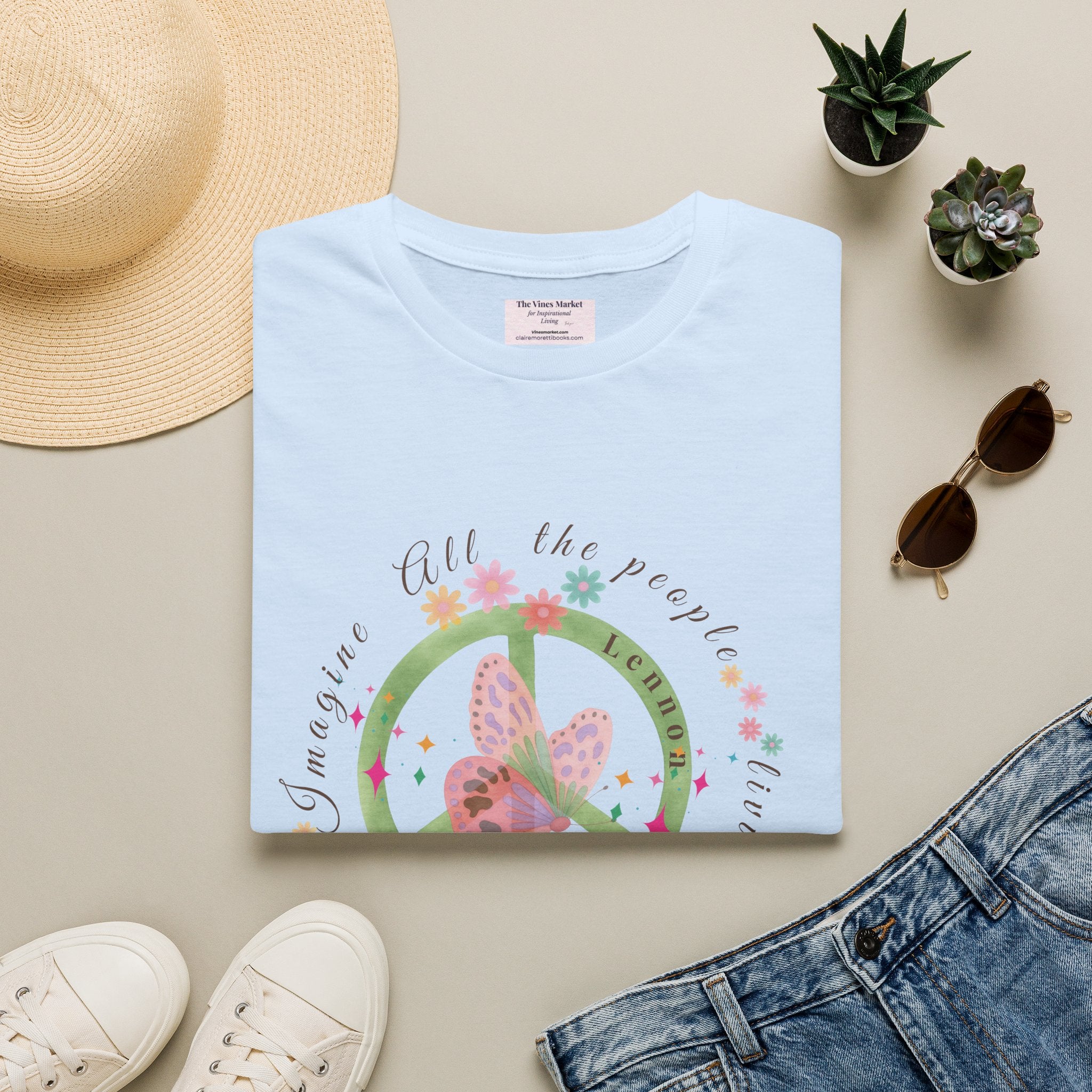 Peace and Love:  Imagine All The People Ultra Soft 100% Cotton Tee for Her