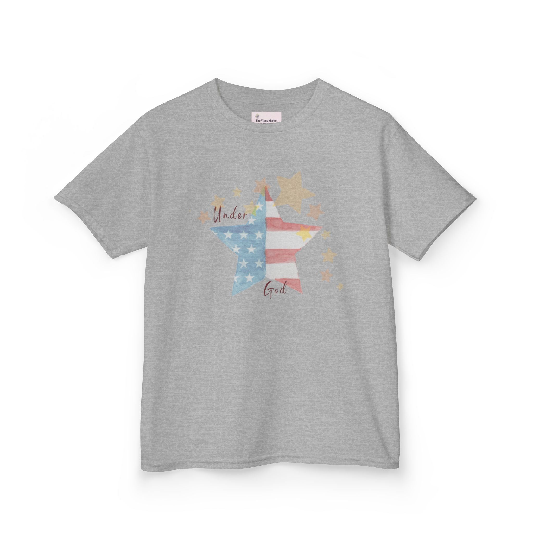 Under God | Watercolor Star Flag Kids T-Shirt Unisex Kids Heavy Cotton™ Tee