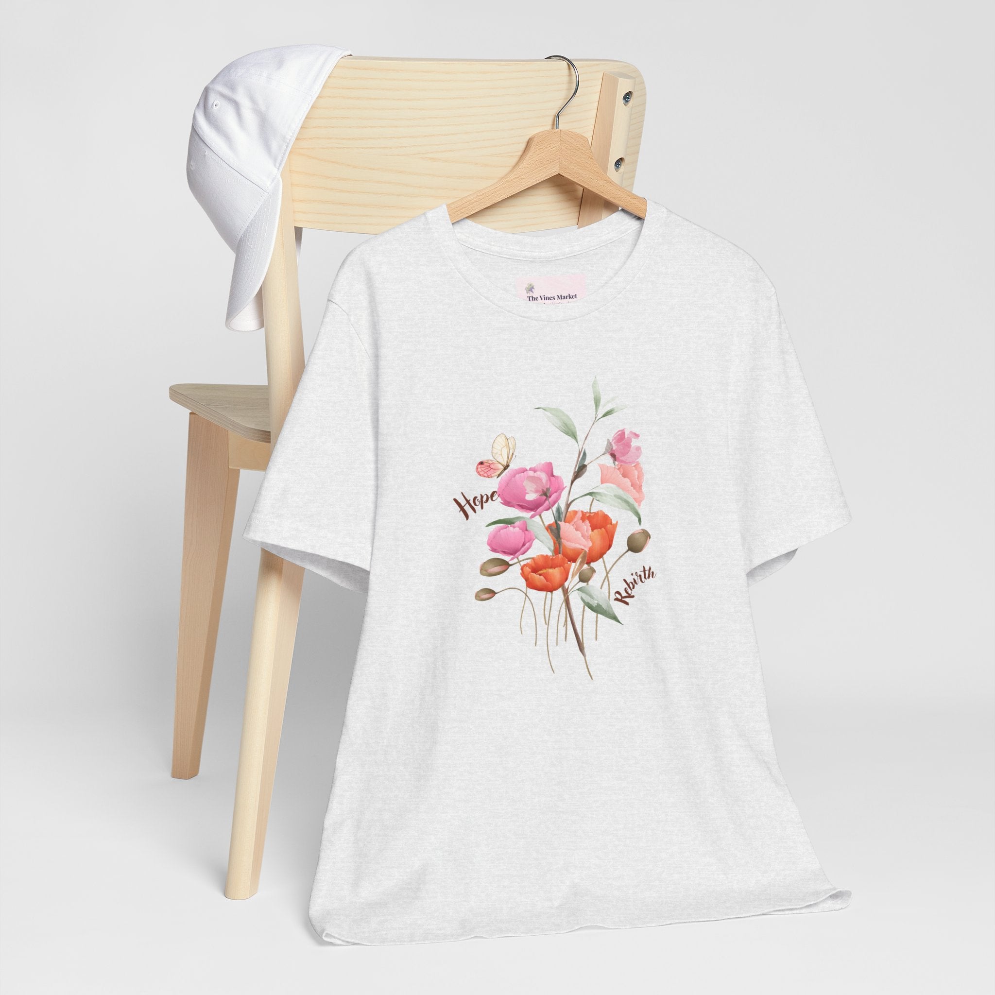 Relaxed Adult Female Comfort Tee: Hope & Rebirth Floral Tee – Easter Collection