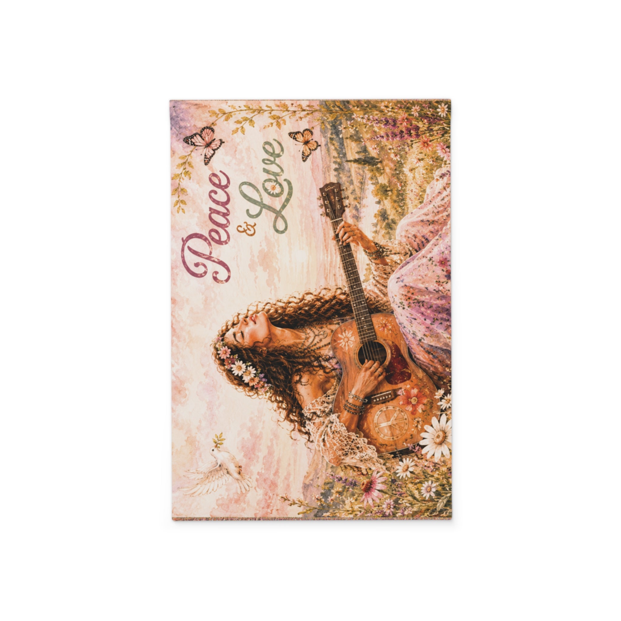 Peace & Love Boho Garden Banner — Faith-Inspired Floral Garden Flag