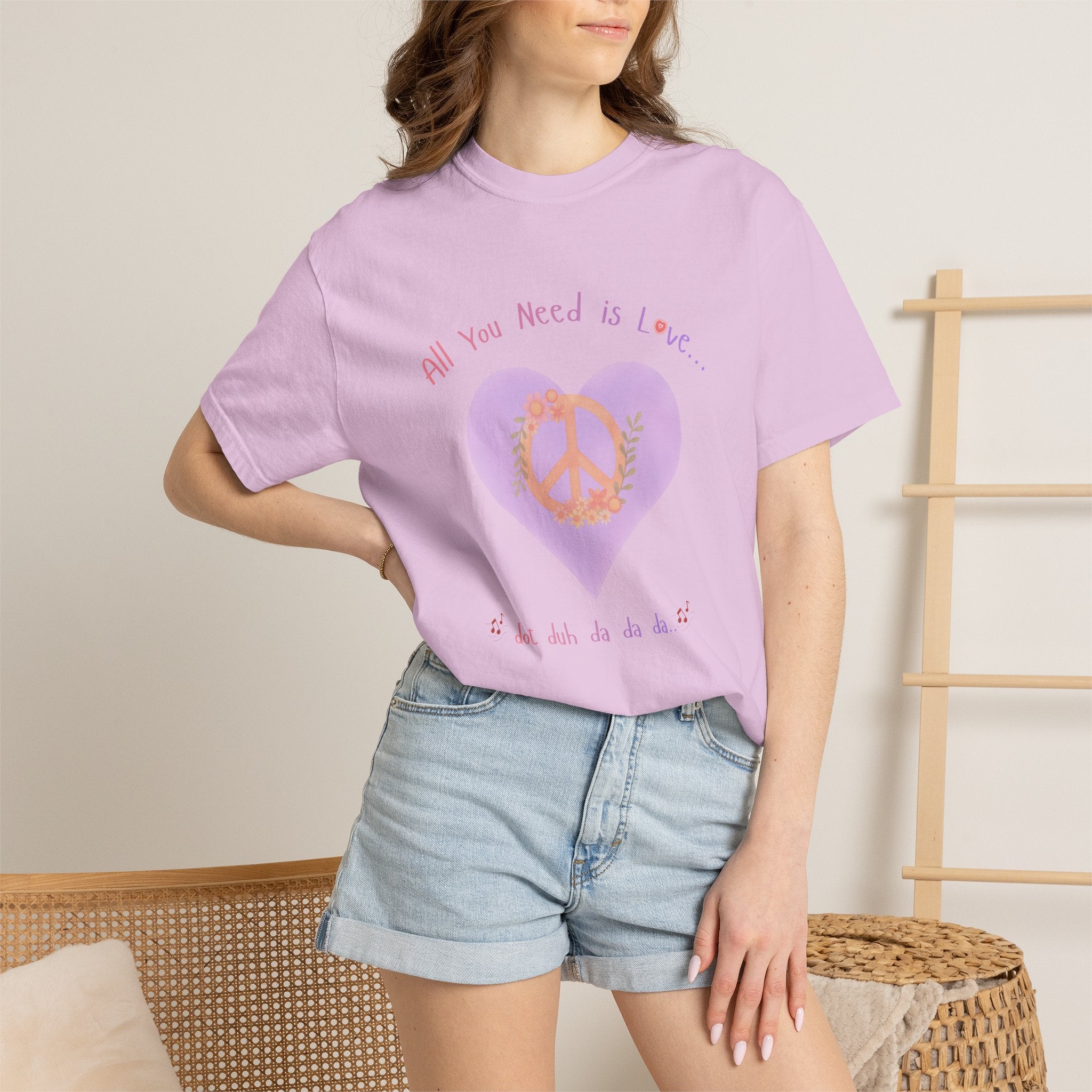 Peace and Love — Watercolor All You Need Is Love Tee — For Her