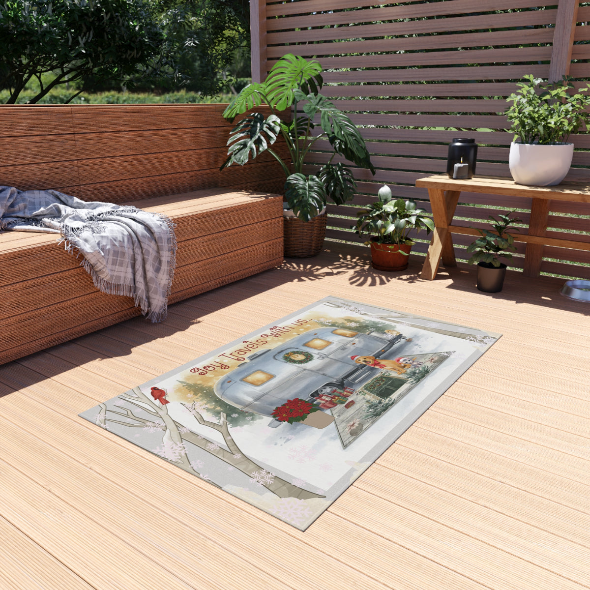 Joy Travels With Us | RV Christmas Outdoor Rug