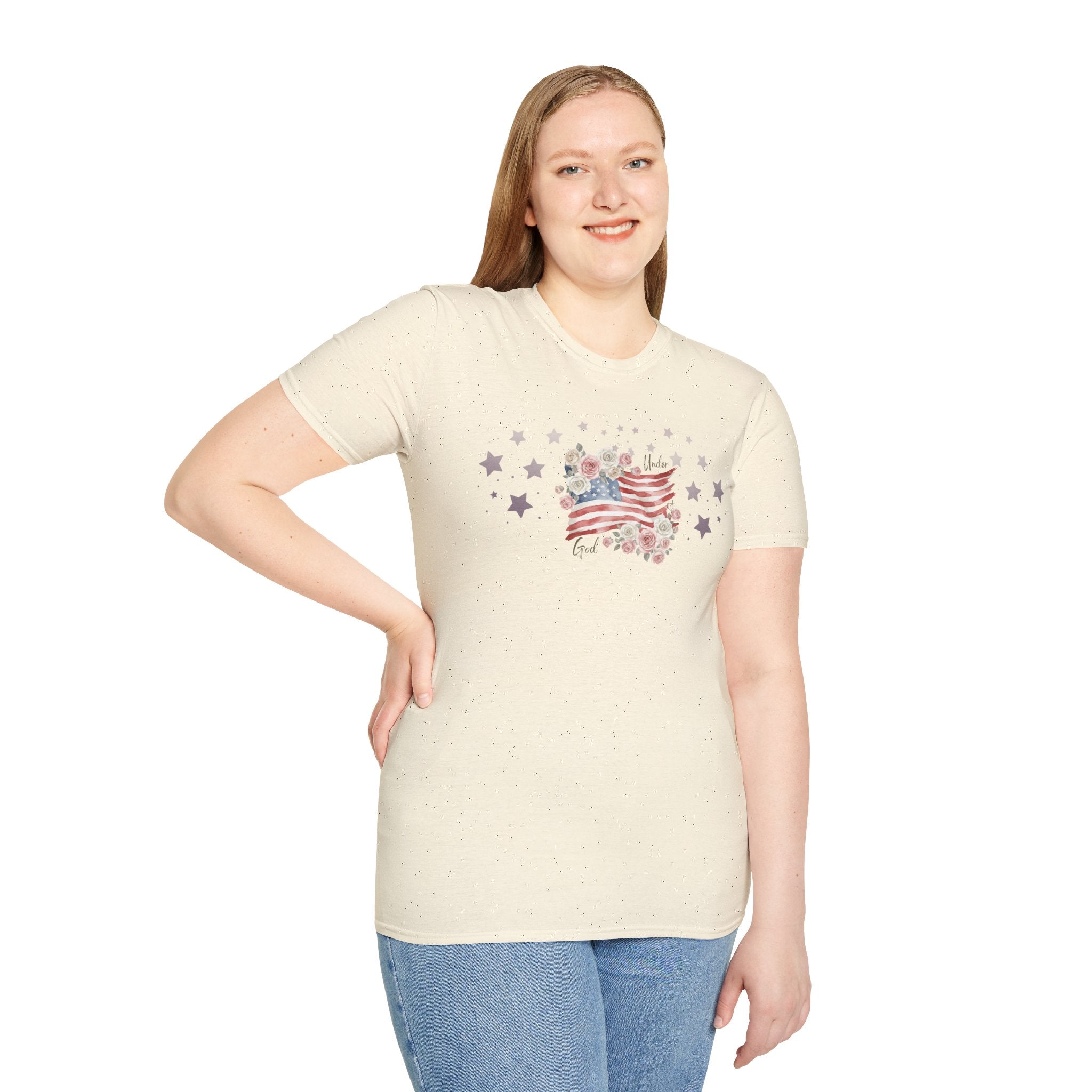 Under God | Watercolor Flag & Roses Women’s Tee