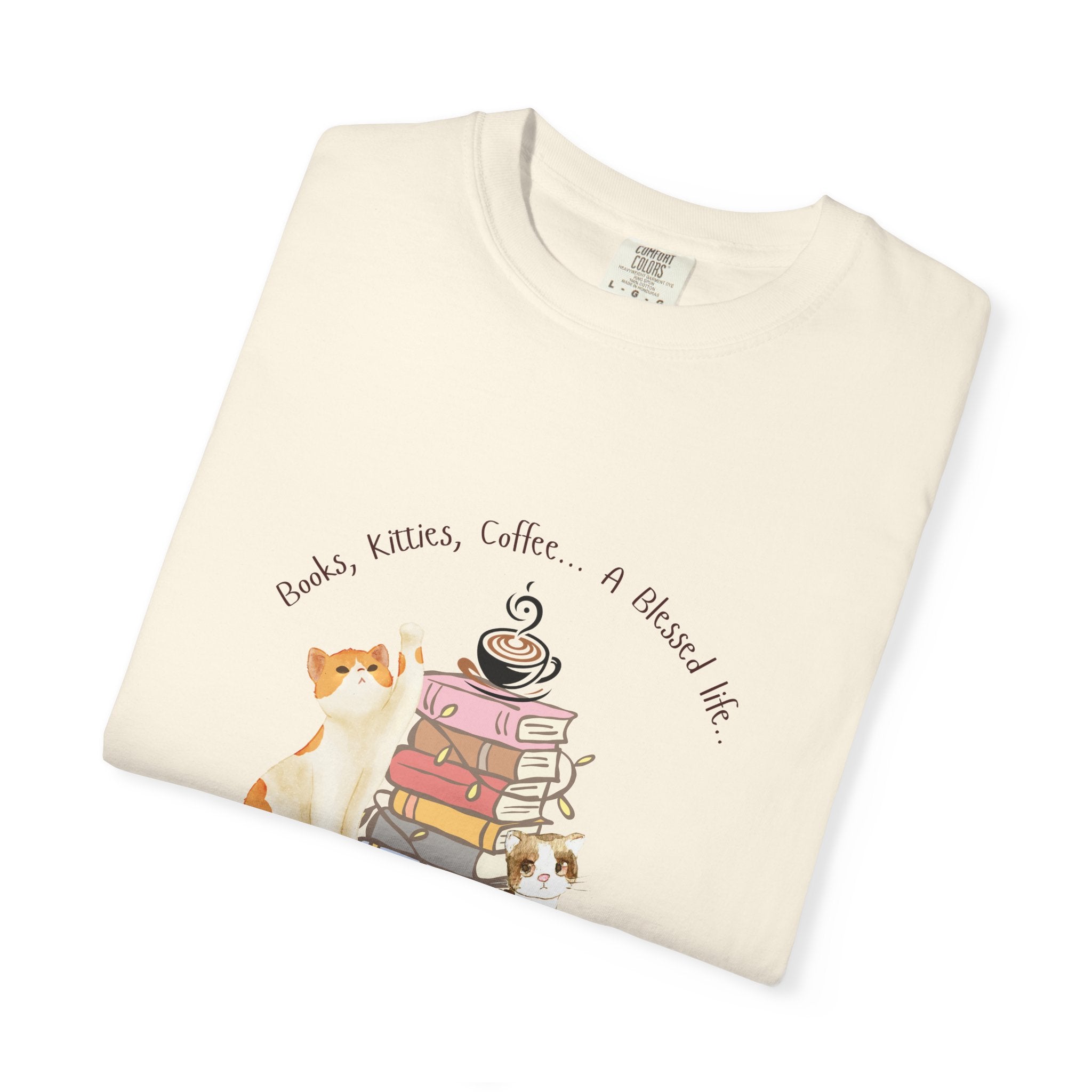 Books Kitties Coffee - A Blessed Life Relaxed Tee