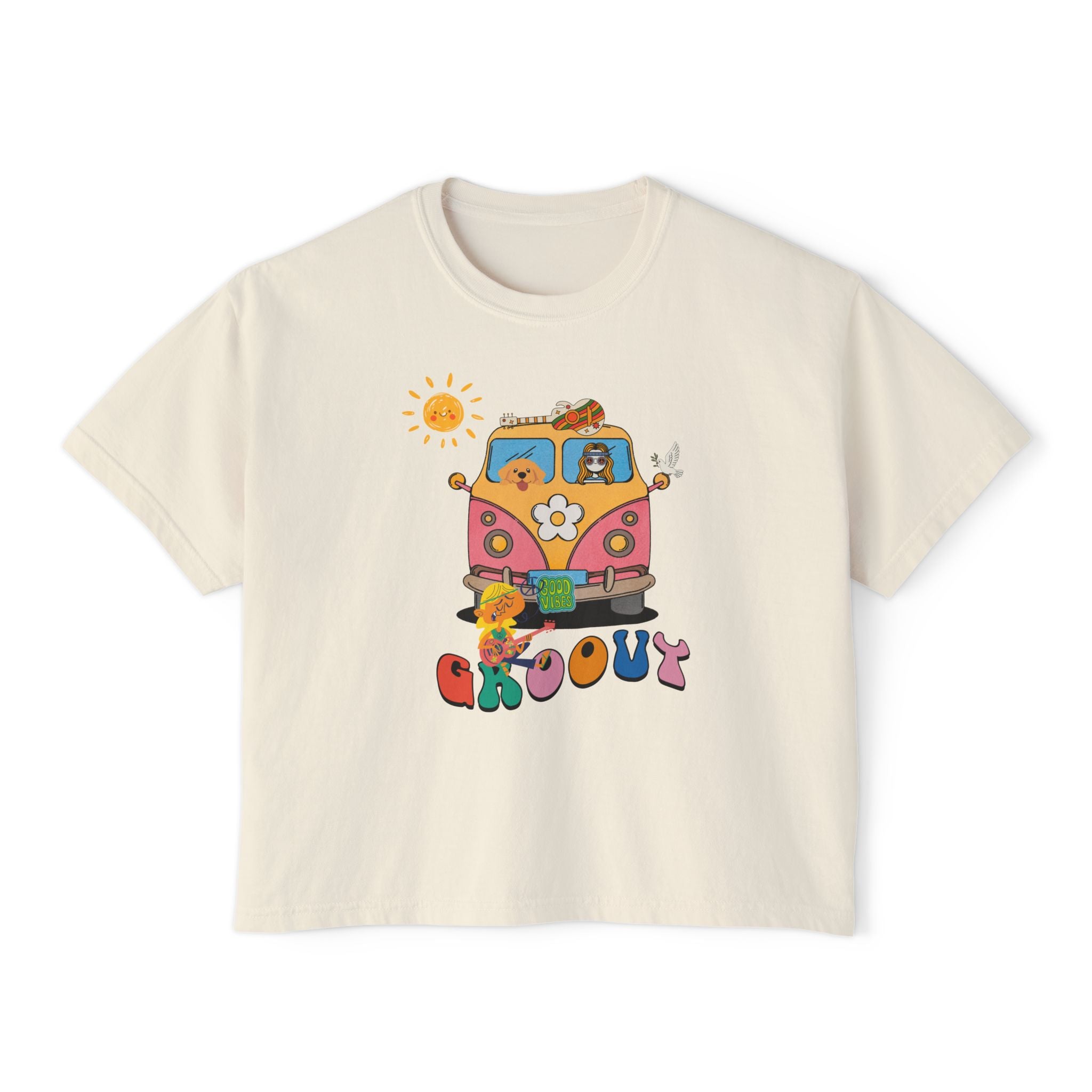 Adult Women's Boxy Tee:  Grove Out:  Peace and Love