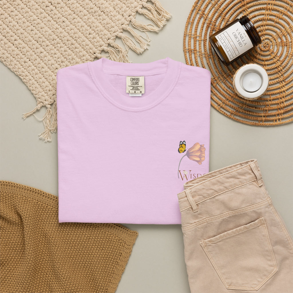 Whispers Collection™ | “Wisdom” Comfort Colors® Garment-Dyed Tee | Inspirational Botanical Shirt | Literary Minimalist Graphic Tee Women Adult