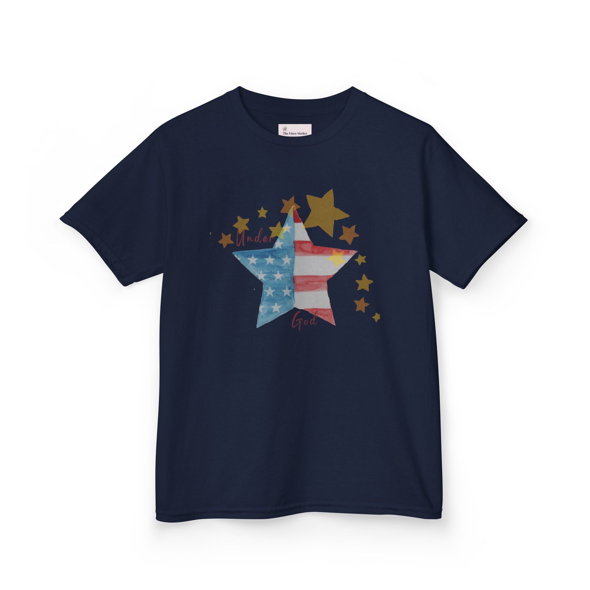 Under God | Watercolor Star Flag Kids T-Shirt Unisex Kids Heavy Cotton™ Tee