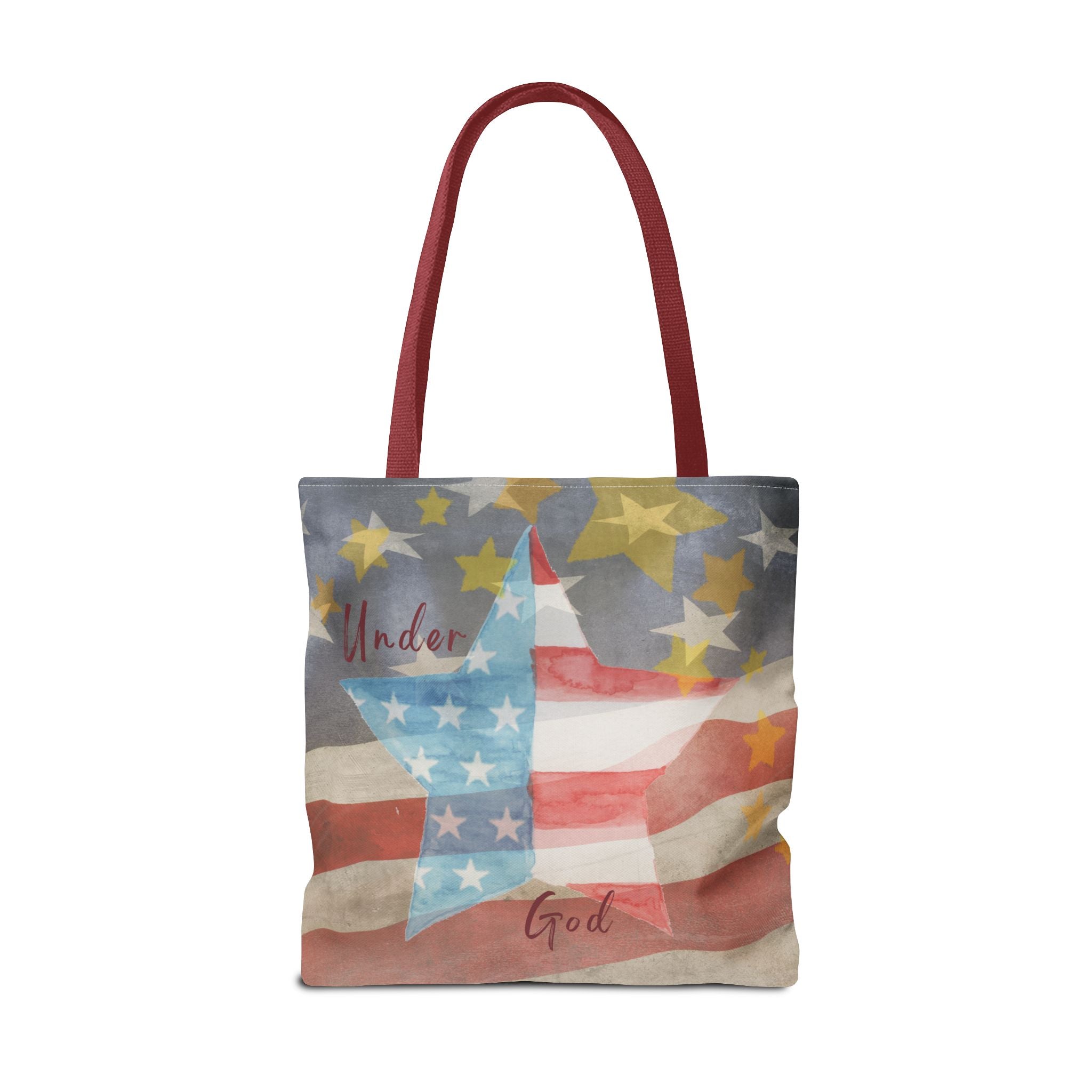 Under God | Watercolor Stars and Stripes Tote Bag 3 Sizes