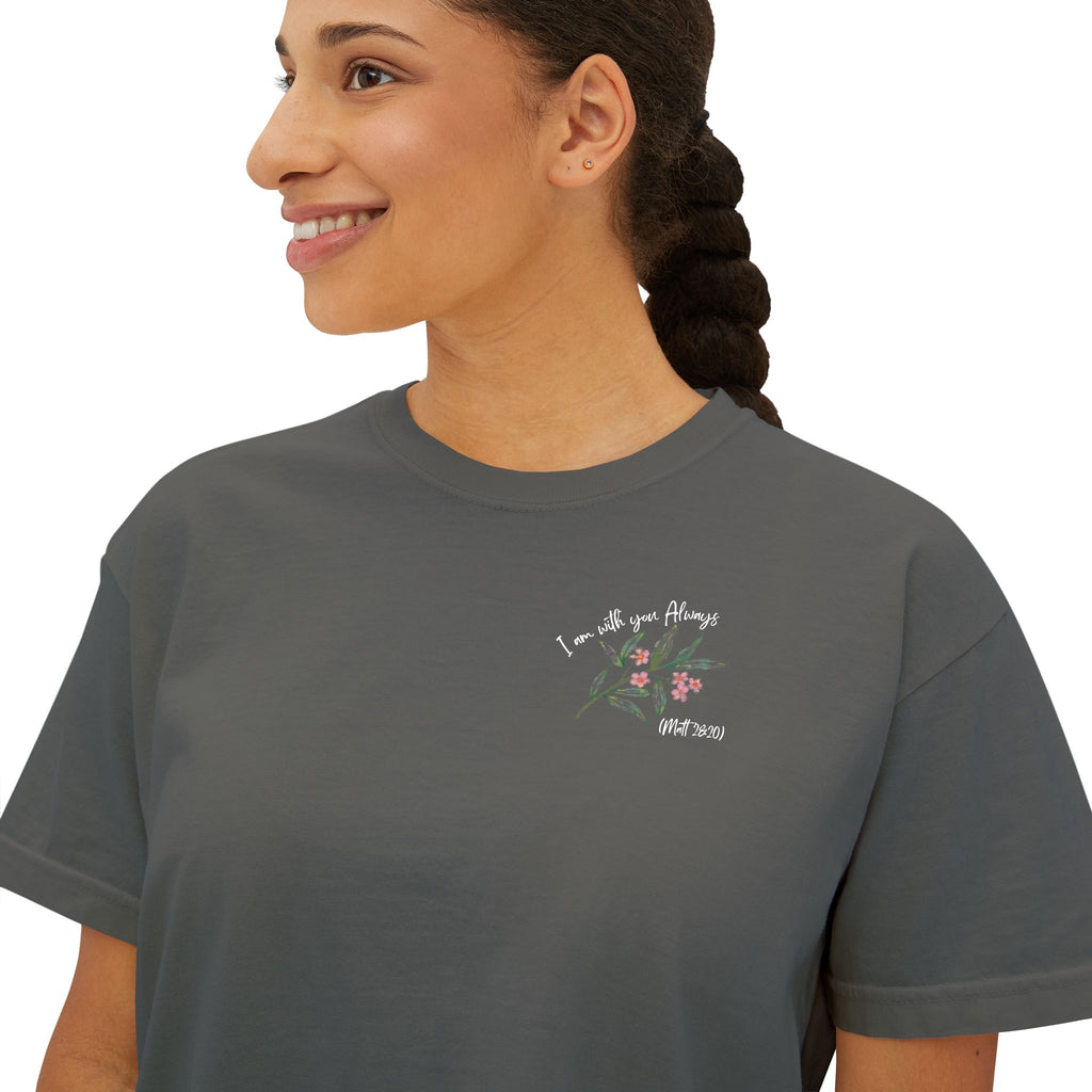I Am With You Always | Matthew 28:20 Floral Cropped T-Shirt – Faith Tee Adult Female