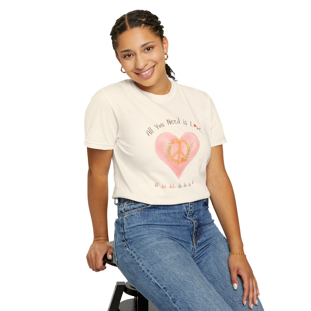Peace and Love — Watercolor All You Need Is Love Tee — For Her