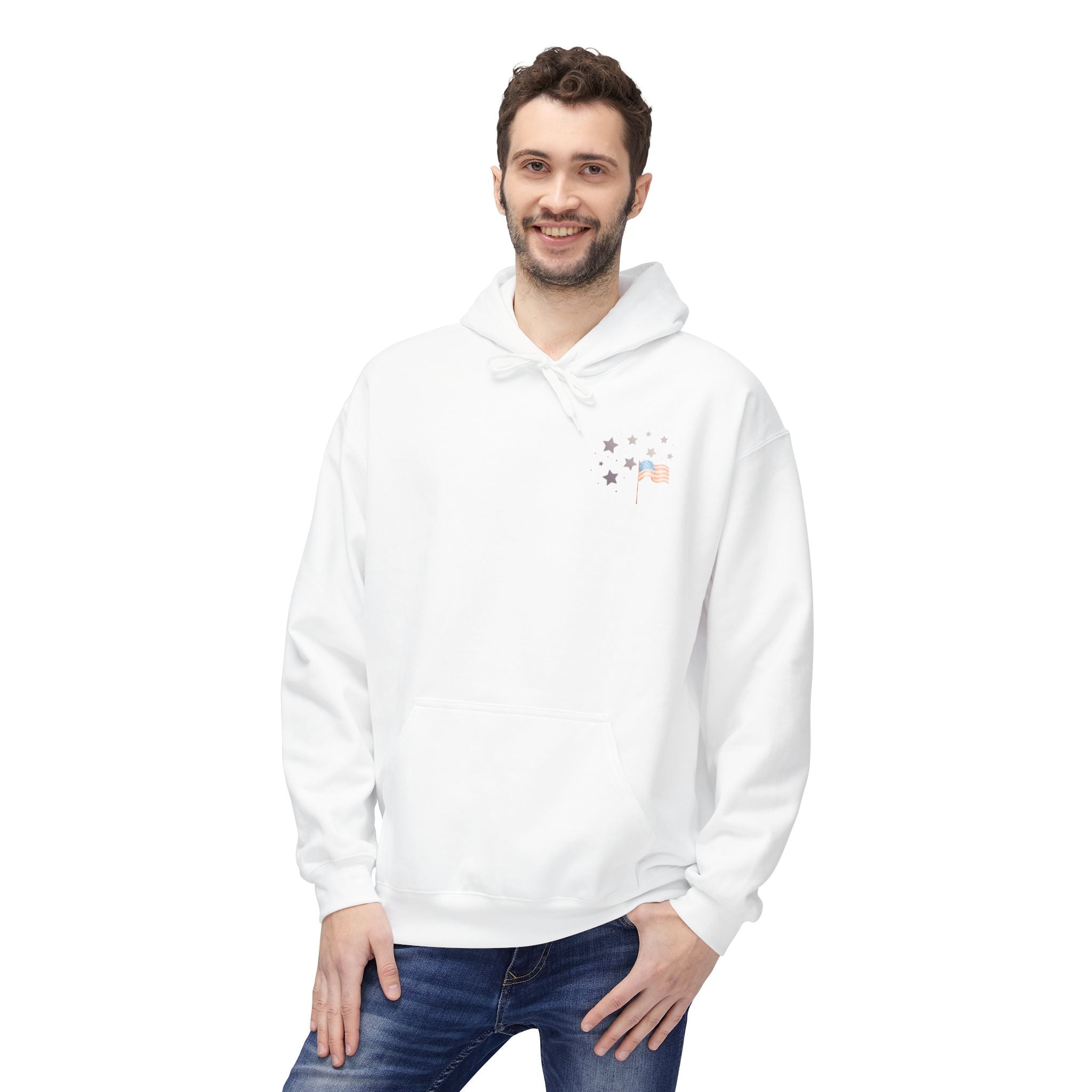 One Nation Under God | Patriotic Soldiers Zipped Hoodie: Men's Midweight Softstyle Fleece Hoodie