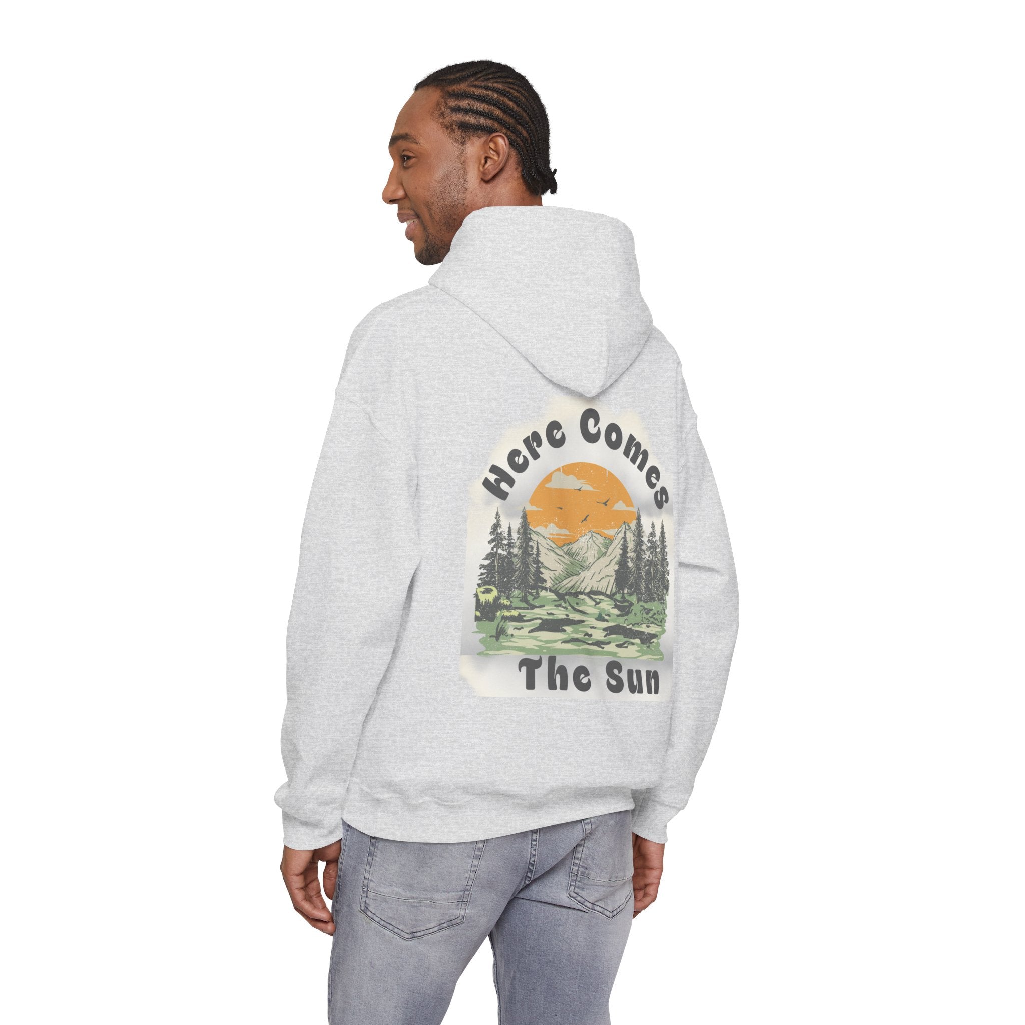 Peace and Love Retro "Here Comes The Sun" Graphic Hoodie — Unisex for Anyone