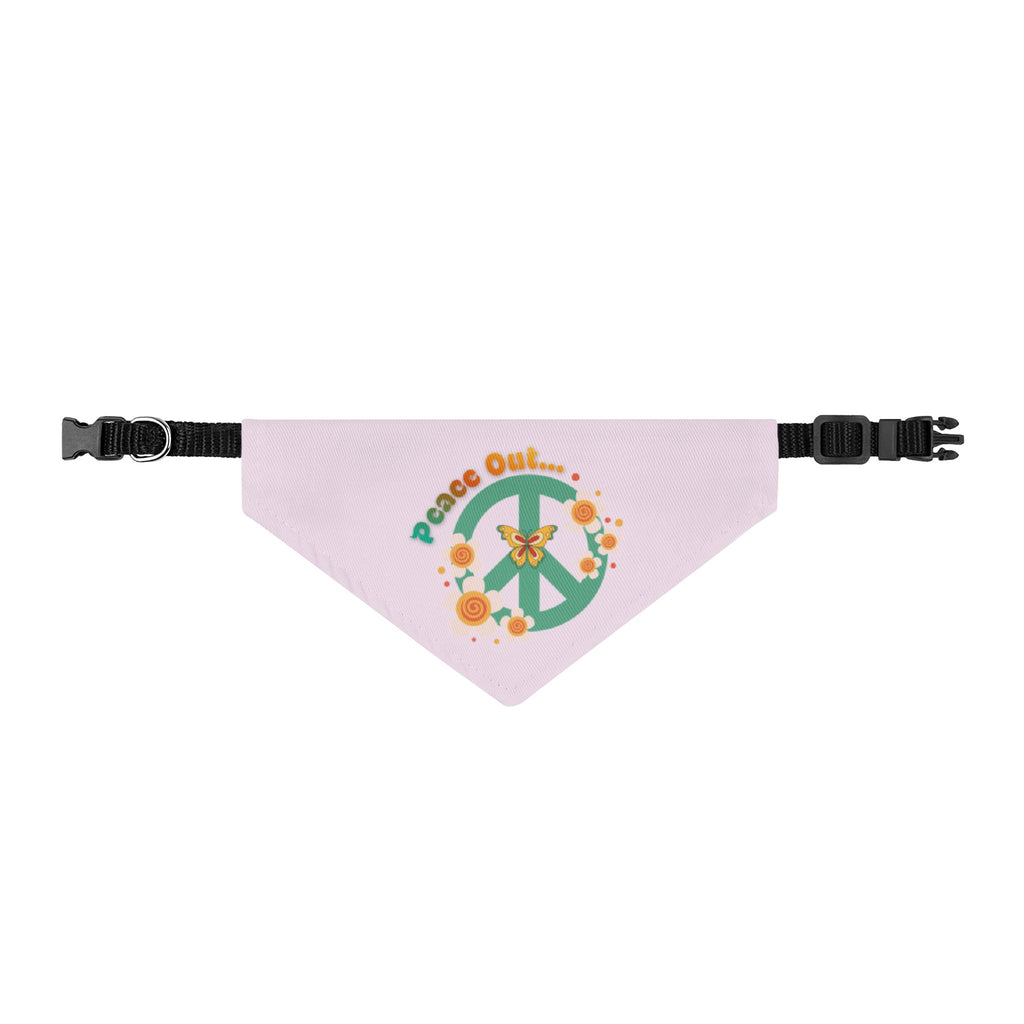 Peace Out Clip-On Pet Bandana — Floral Peace Sign Dog Collar Accessory