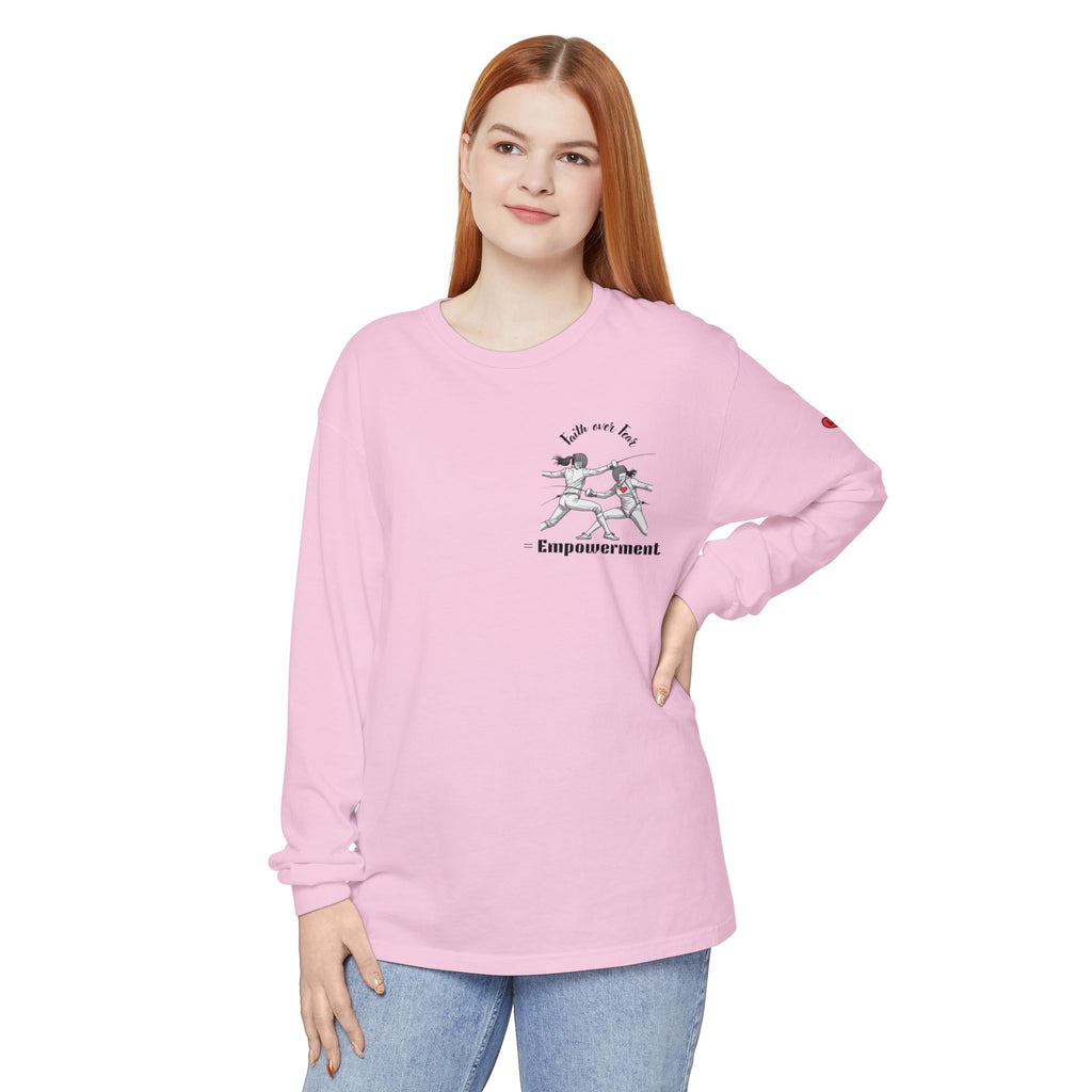 Faith Over Fear – Empowerment Long Sleeve Fencing Tee for Women & Girls