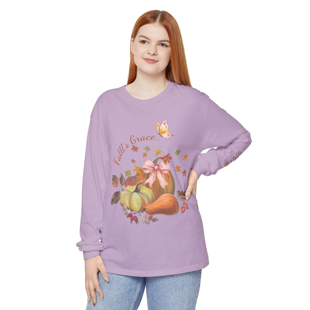 Fall’s Grace | Women’s Pumpkin Long-Sleeve Tee