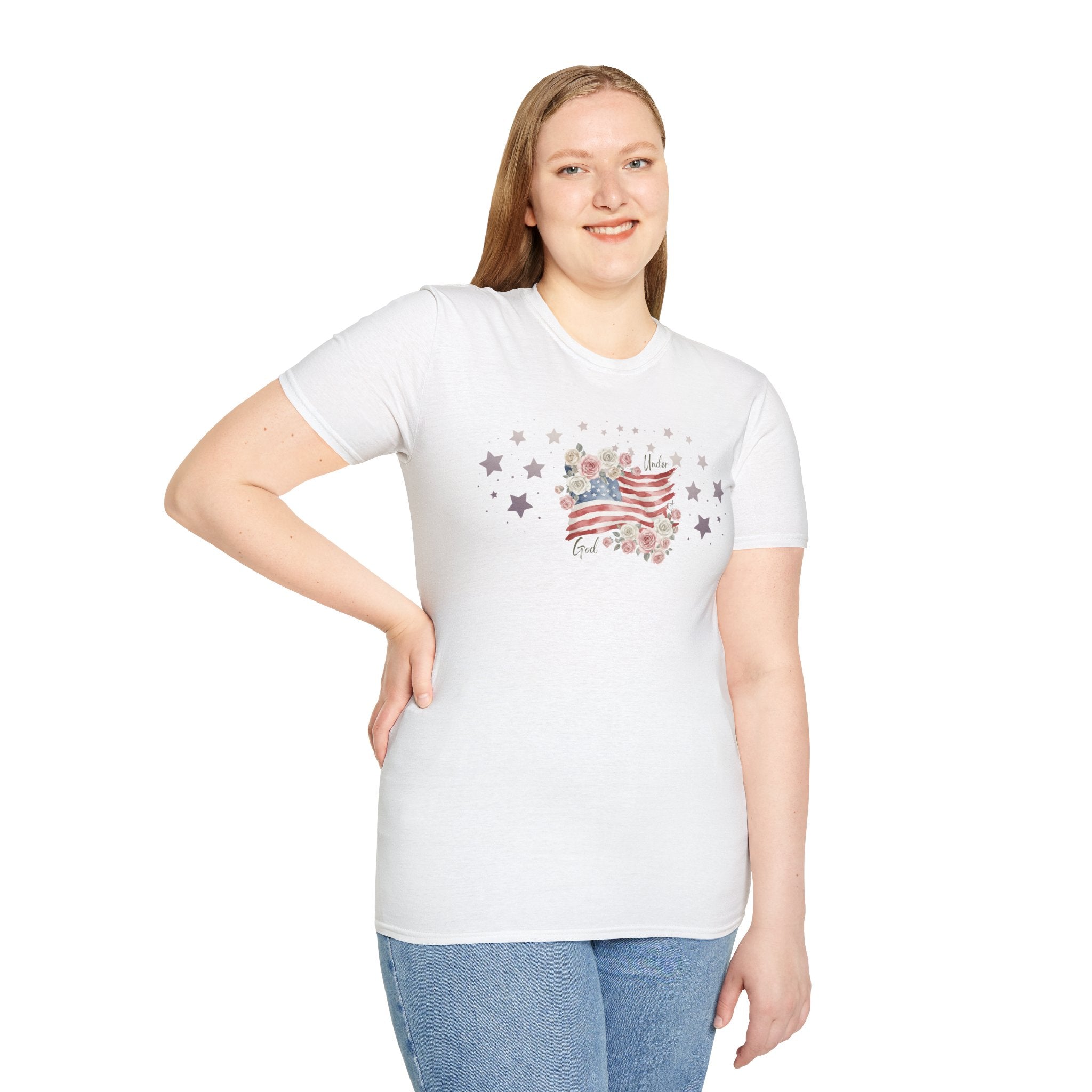 Under God | Watercolor Flag & Roses Women’s Tee