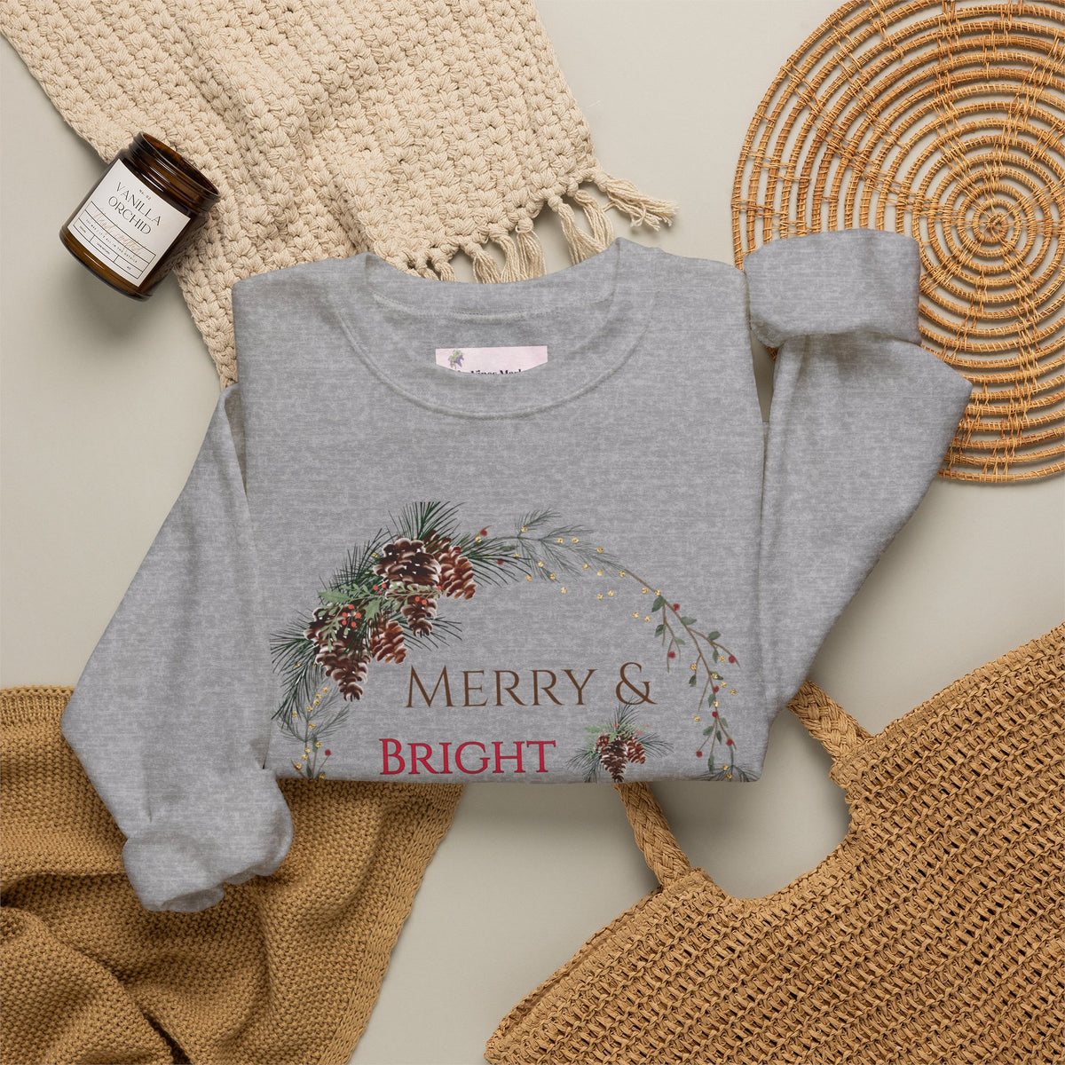 Merry & Bright & Blessed | Women's Christmas Crewneck Sweatshirt