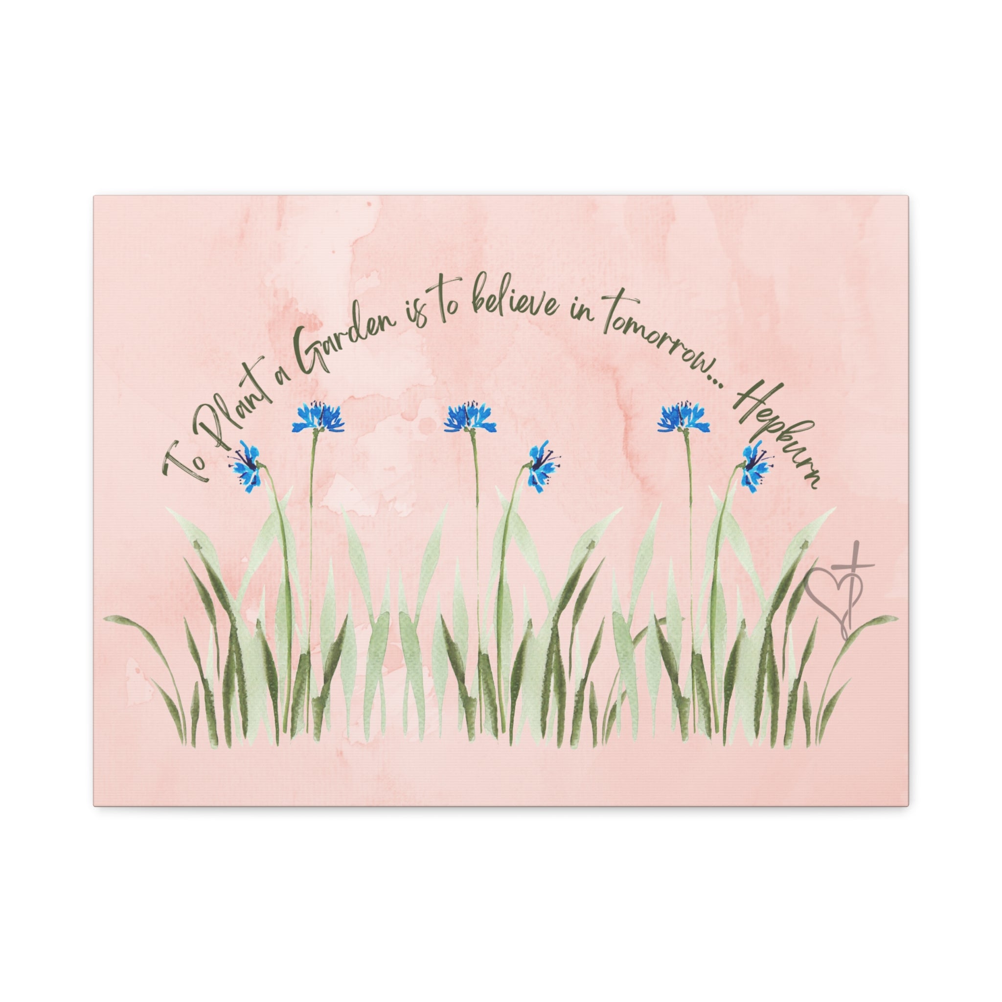 To Plant a Garden Is to Believe in Tomorrow Canvas Print – Audrey Hepburn Quote (Peach) Matte stretch Canvas