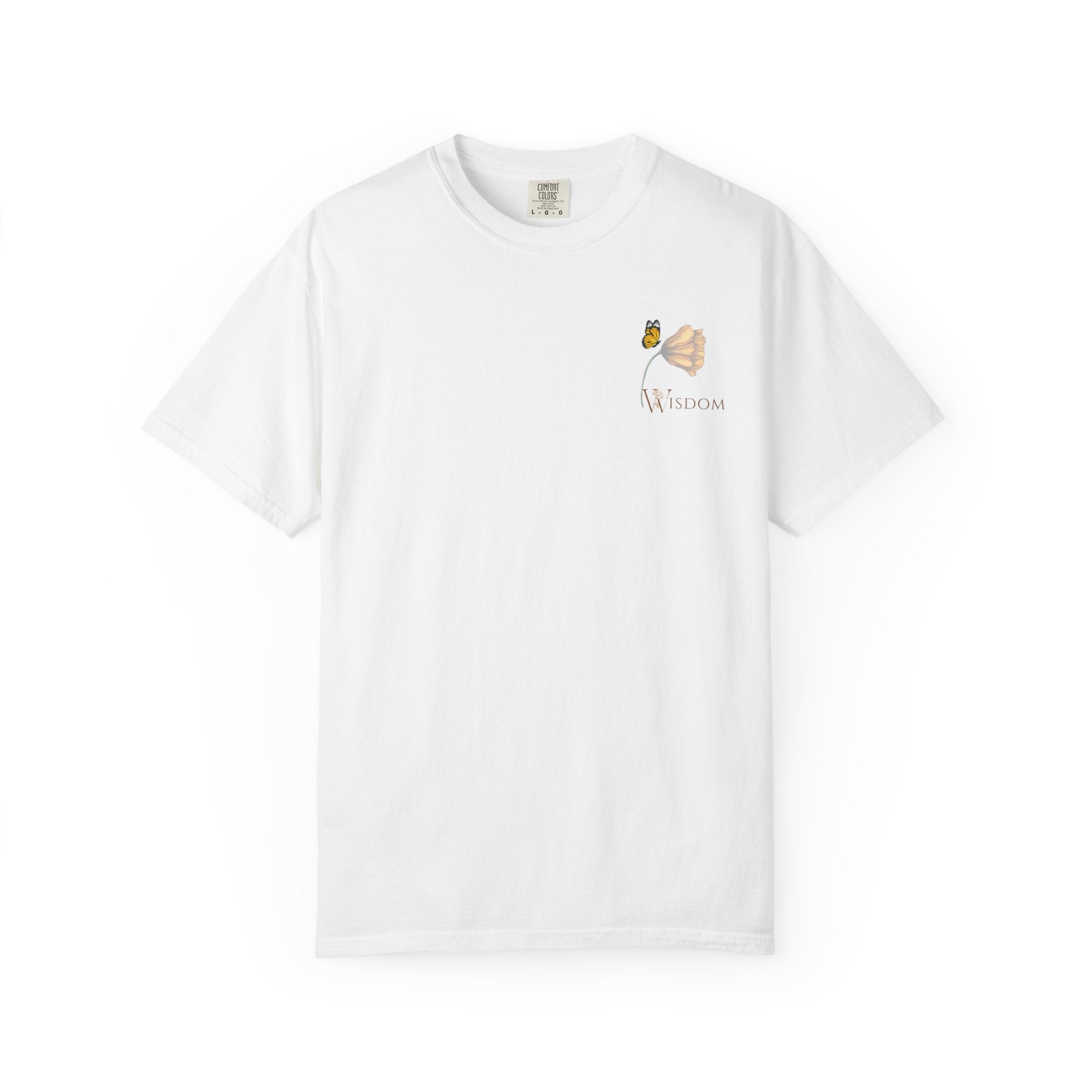 Whispers Collection™ | “Wisdom” Comfort Colors® Garment-Dyed Tee | Inspirational Botanical Shirt | Literary Minimalist Graphic Tee Women Adult