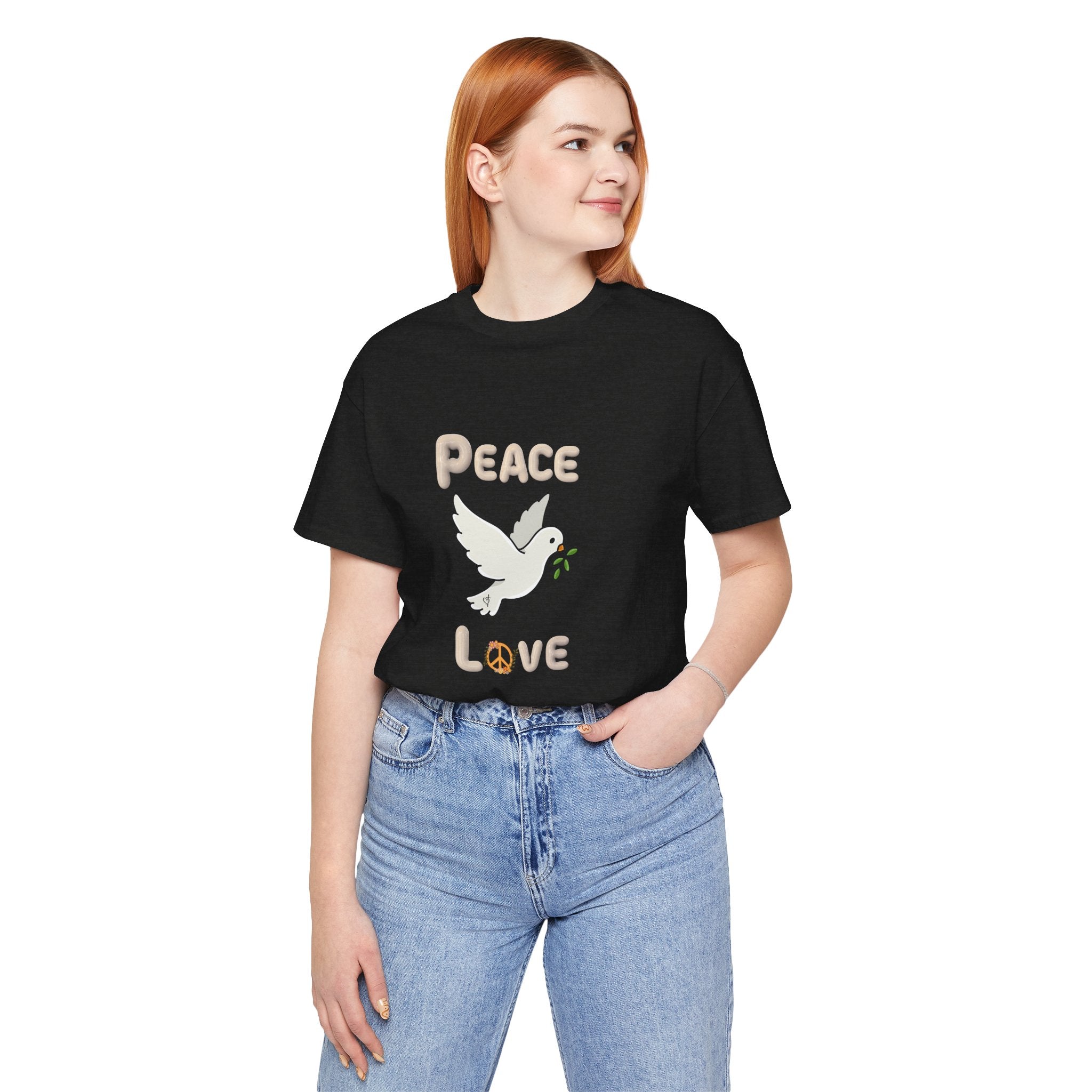 Adult Female Relaxed Comfort Tee:  Peace and Love