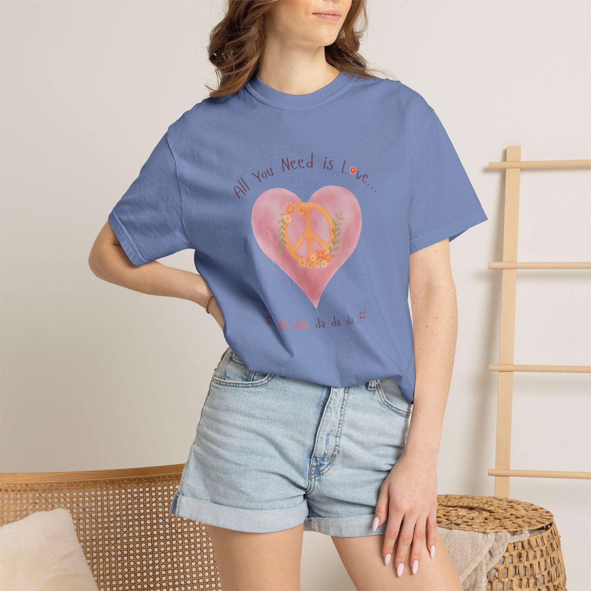 Peace and Love — Watercolor All You Need Is Love Tee — For Her