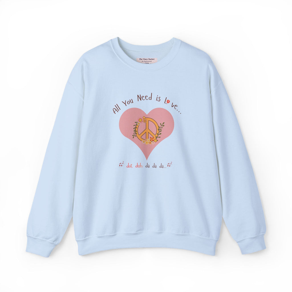 Peace and Love:  Retro All You Need is Love Sweatshirt -- For Her