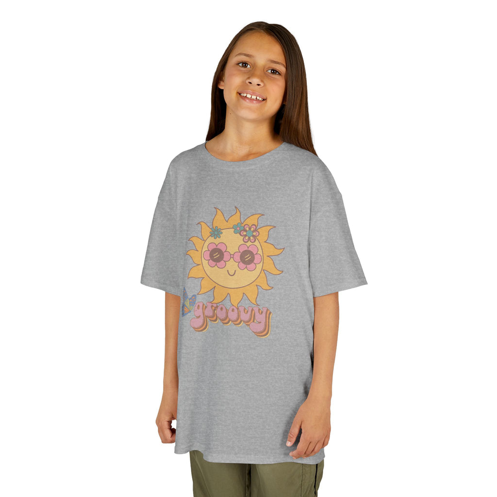 Peace and Love Groovy Sun Kids Tee — Retro 70s Graphic T-Shirt for Boys & Girls