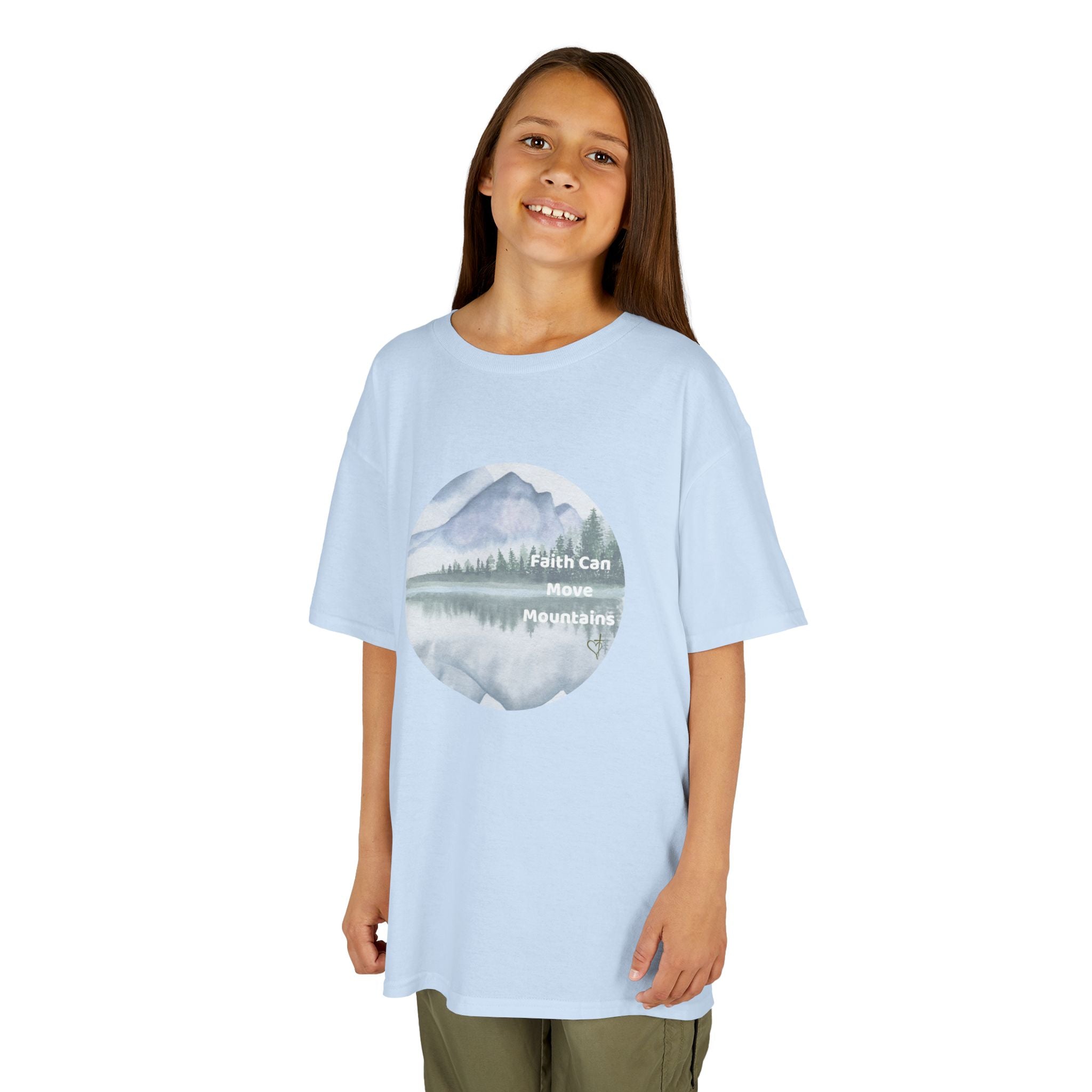 Faith Can Move Mountains:  Unisex US cotton Kids Tee