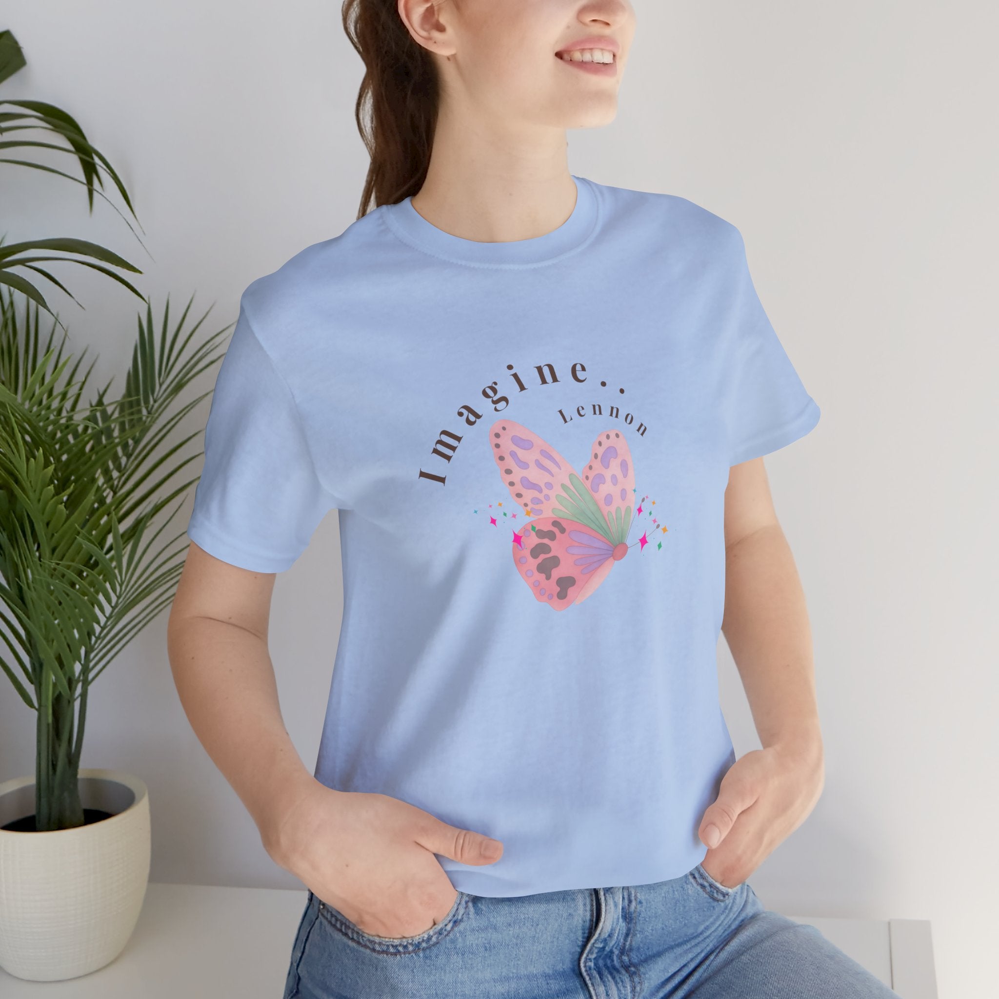 Peace and Love Imagine Tee | John Lennon 70's Butterfly Graphic T-Shirt