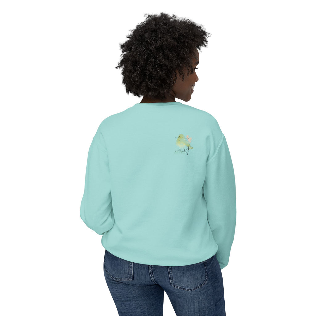 Female Adult Lightweight Crewneck Sweatshirt: Mom… Forever – Nurturing Floral