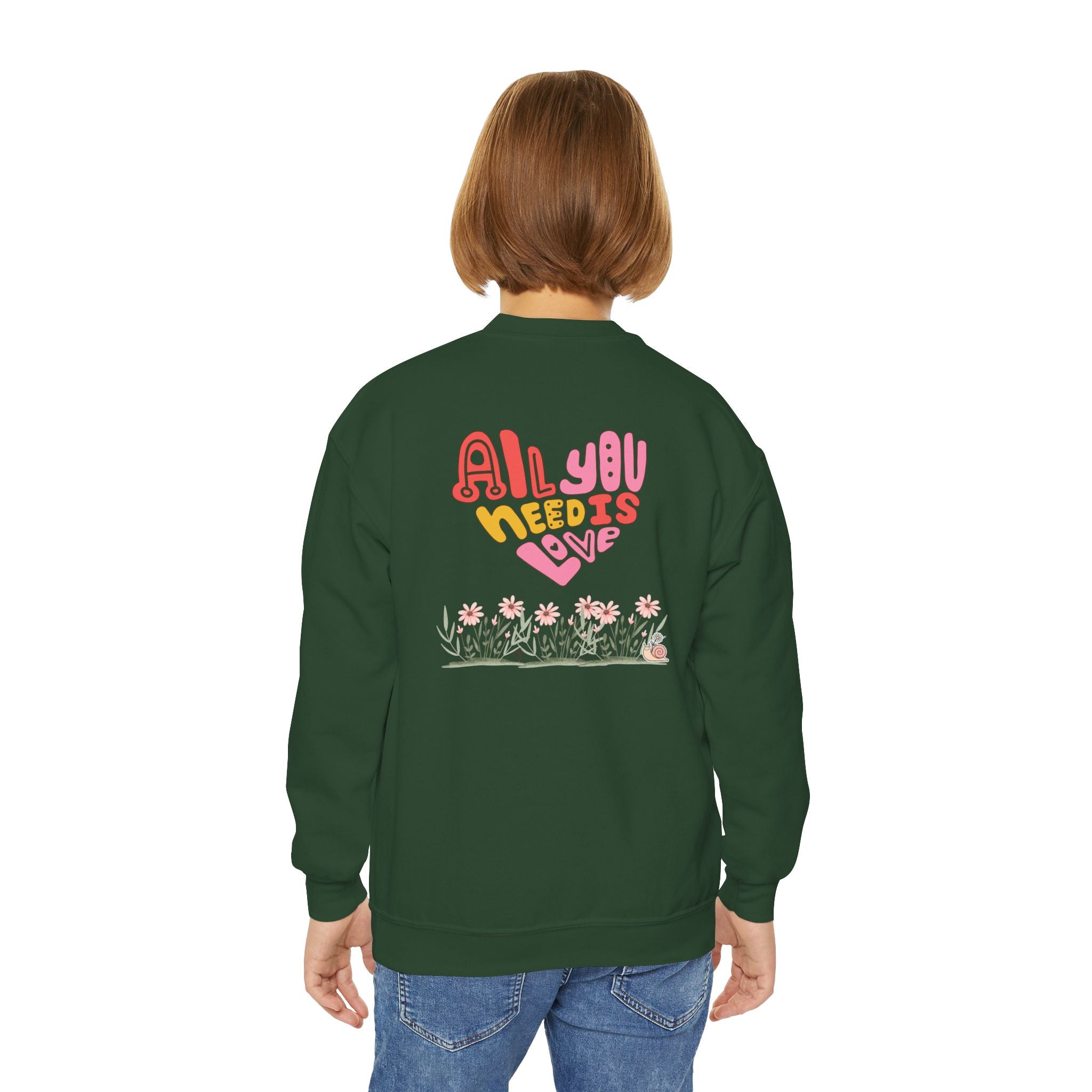 Youth Female Retro Crewneck Sweatshirt:  All You Need is Love