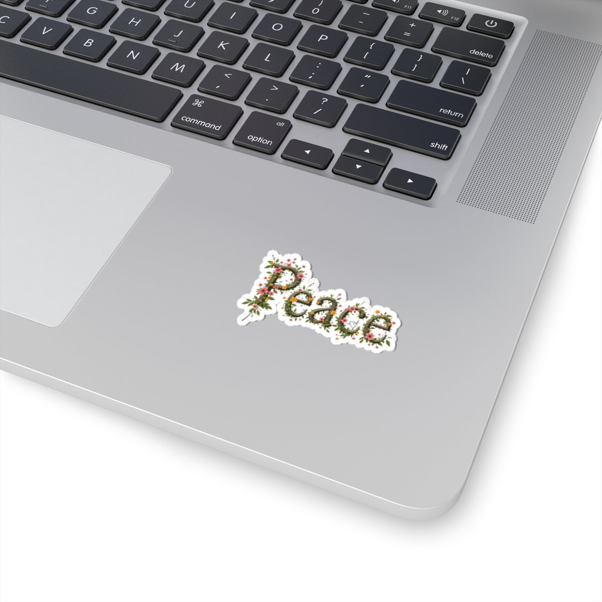 Peace Floral Sticker — Kiss-Cut Decorative Laptop & Water Bottle Decal
