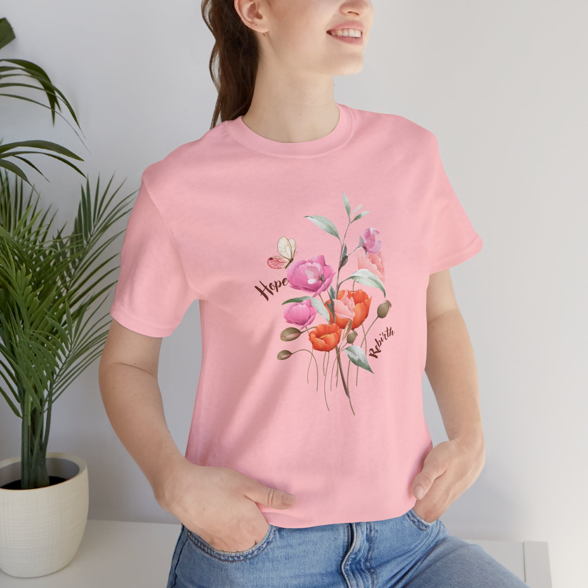 Relaxed Adult Female Comfort Tee: Hope & Rebirth Floral Tee – Easter Collection