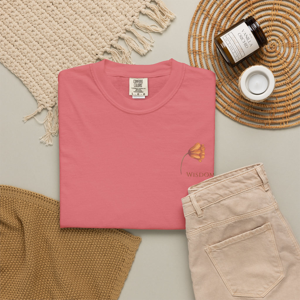 Whispers Collection™ | “Wisdom” Comfort Colors® Garment-Dyed Tee | Inspirational Botanical Shirt | Literary Minimalist Graphic Tee Women Adult