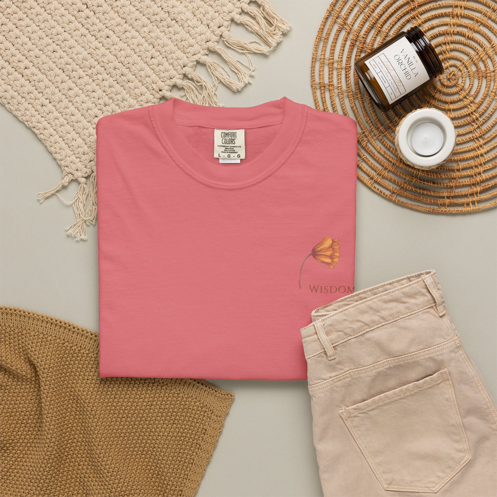 Whispers Collection™ | “Wisdom” Comfort Colors® Garment-Dyed Tee | Inspirational Botanical Shirt | Literary Minimalist Graphic Tee Women Adult