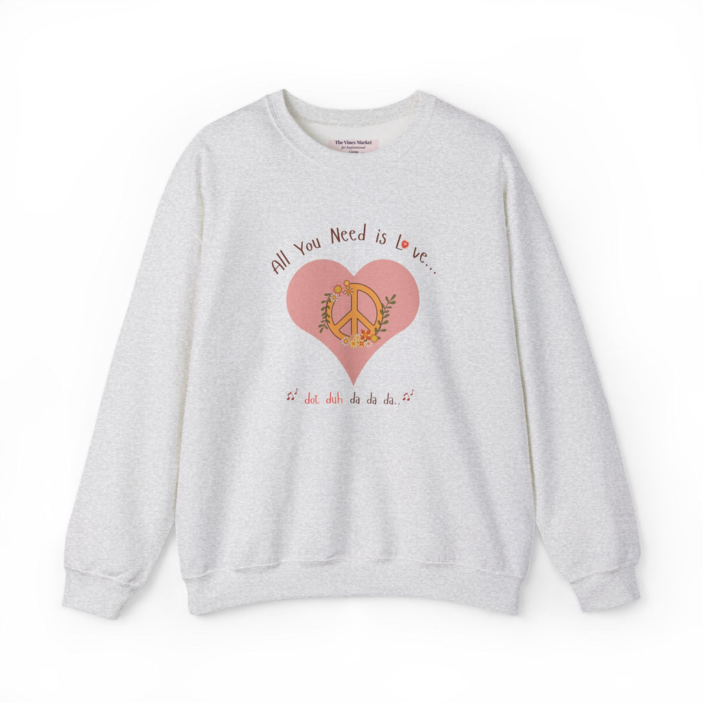 Peace and Love:  Retro All You Need is Love Sweatshirt -- For Her