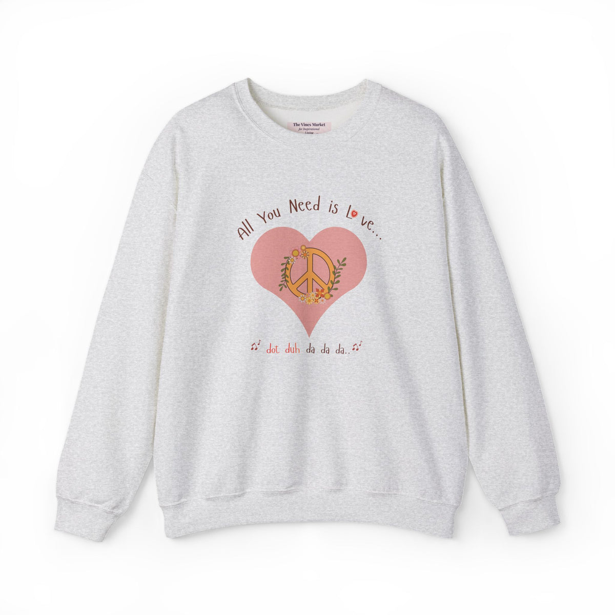 Peace and Love:  Retro All You Need is Love Sweatshirt -- For Her