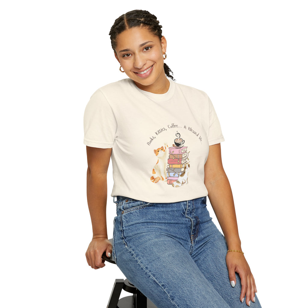 Books Kitties Coffee - A Blessed Life Relaxed Tee