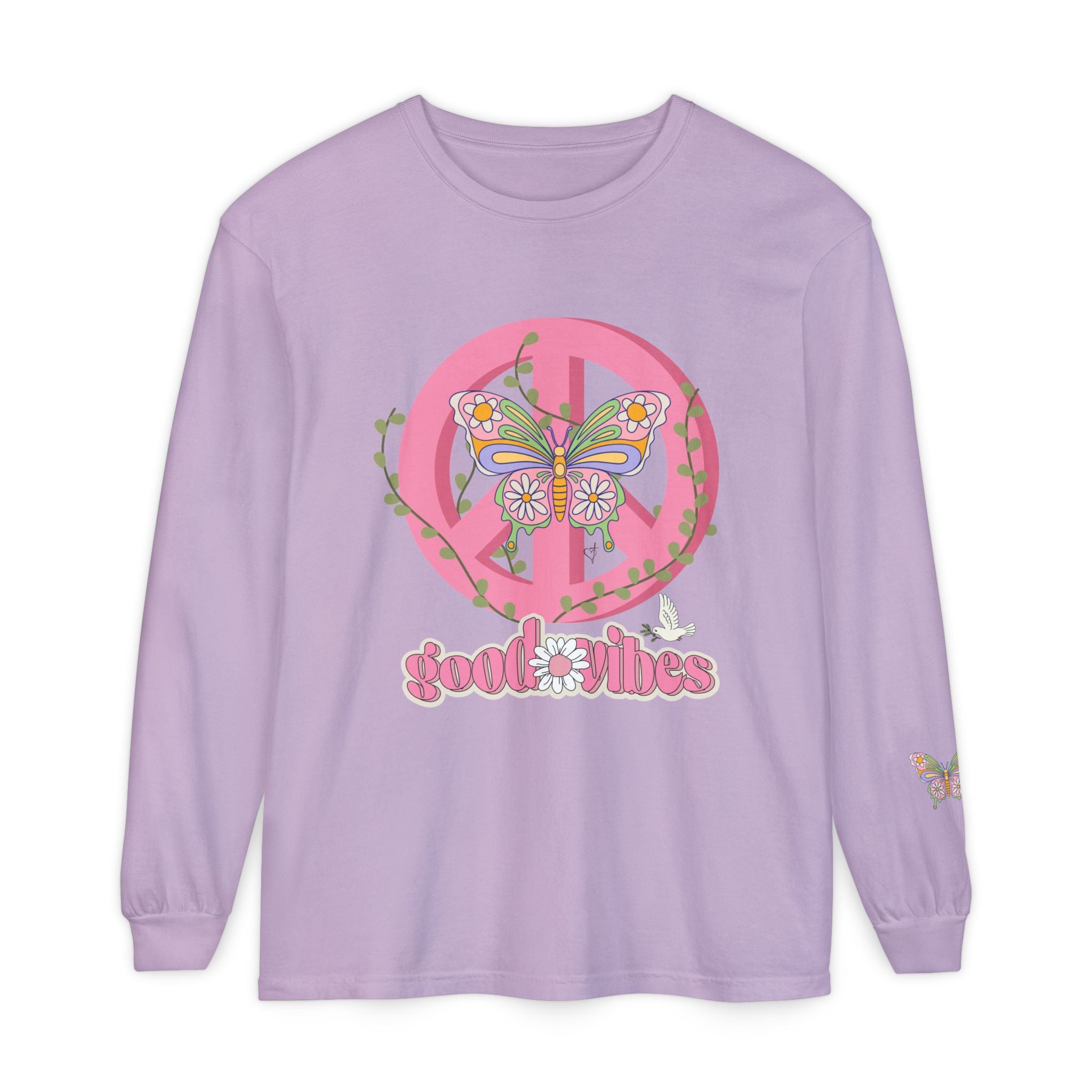 Peace and Love Soft Long Sleeve Good Vibes T-Shirt -- for Her