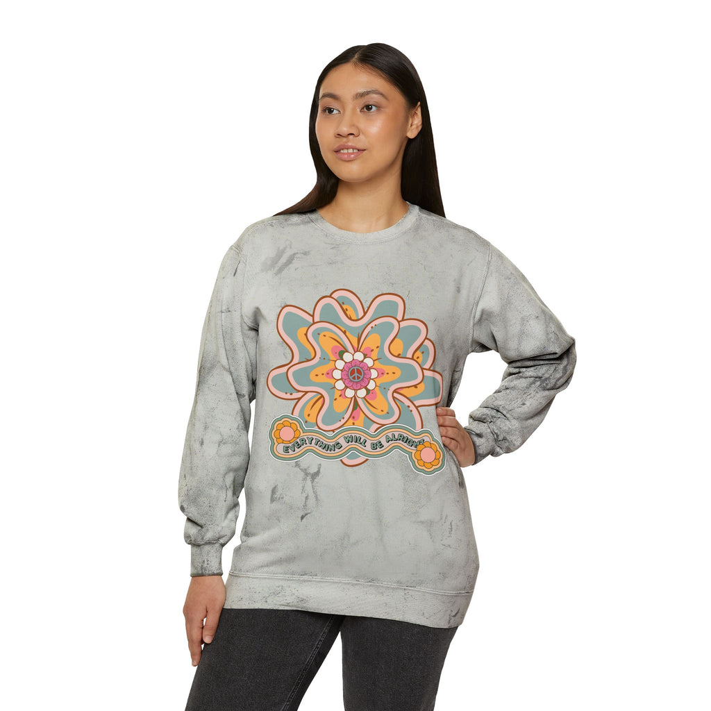 Tie-Dye Flower Crewneck Sweatshirt - Inspiring Her 70's Peace and Love