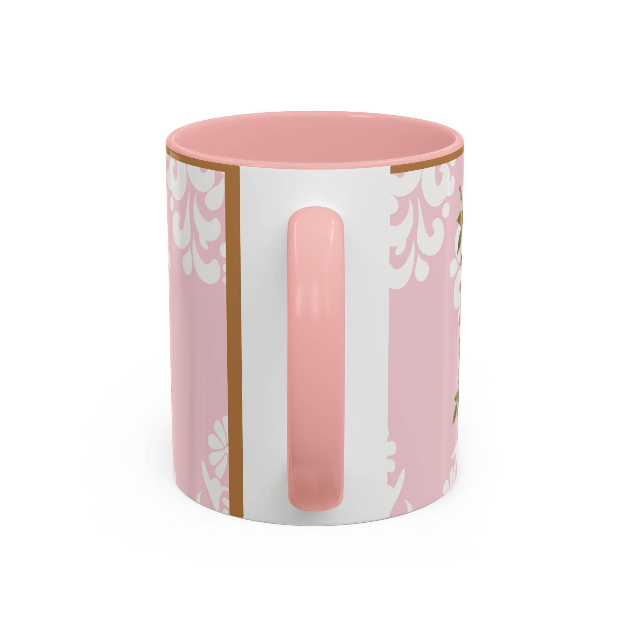 Peace and Love Coffee Mug — John 14:27 Pink Damask & Olive Floral Accent(11, 15oz)