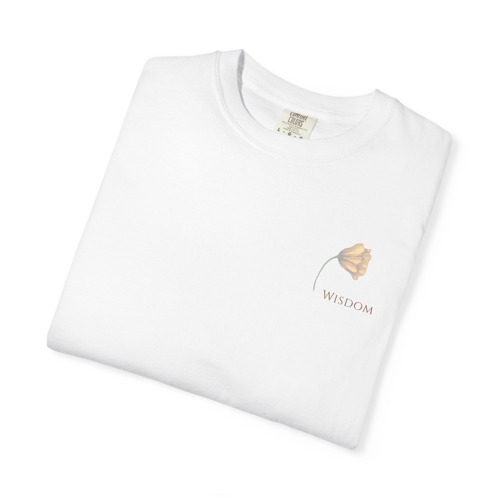 Whispers Collection™ | “Wisdom” Comfort Colors® Garment-Dyed Tee | Inspirational Botanical Shirt | Literary Minimalist Graphic Tee Women Adult
