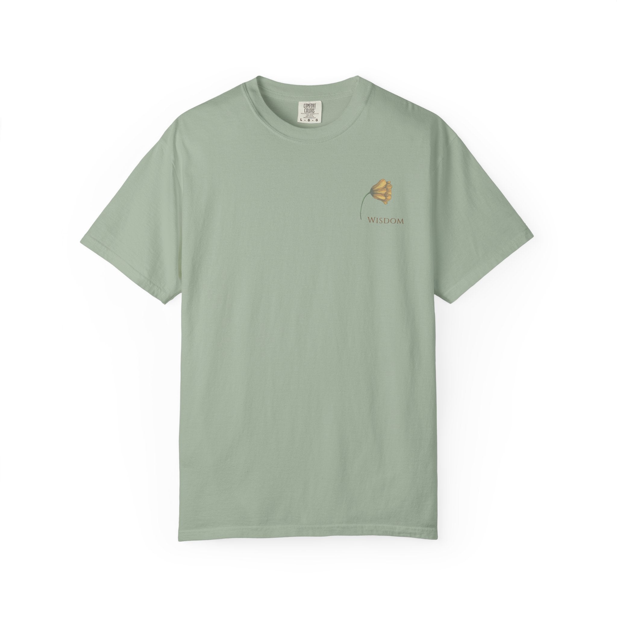 Whispers Collection™ | “Wisdom” Comfort Colors® Garment-Dyed Tee | Inspirational Botanical Shirt | Literary Minimalist Graphic Tee Women Adult