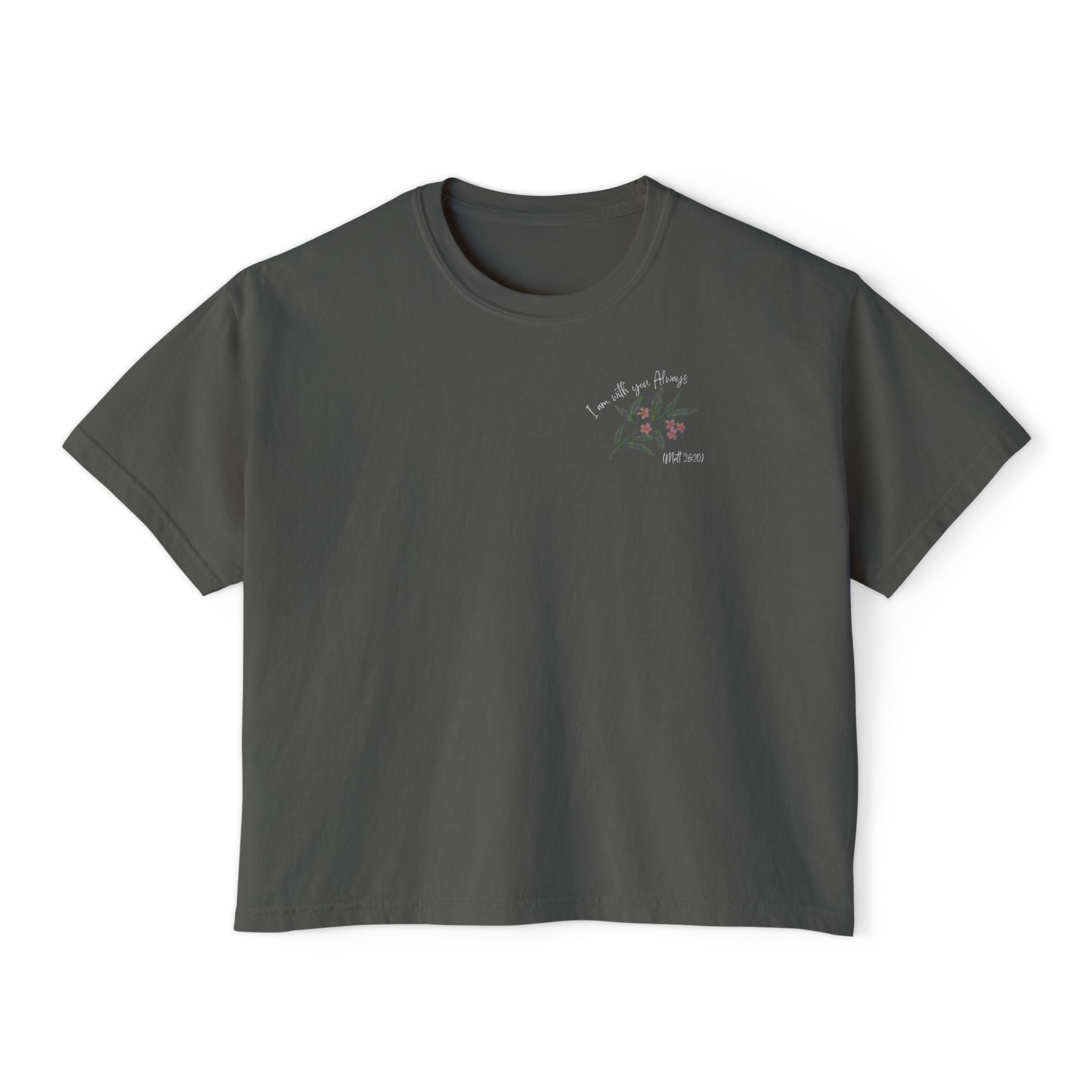 I Am With You Always | Matthew 28:20 Floral Cropped T-Shirt – Faith Tee Adult Female