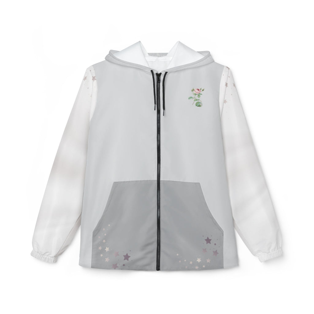 Under God | Gray Watercolor Roses & Flag Women's Windbreaker Jacket