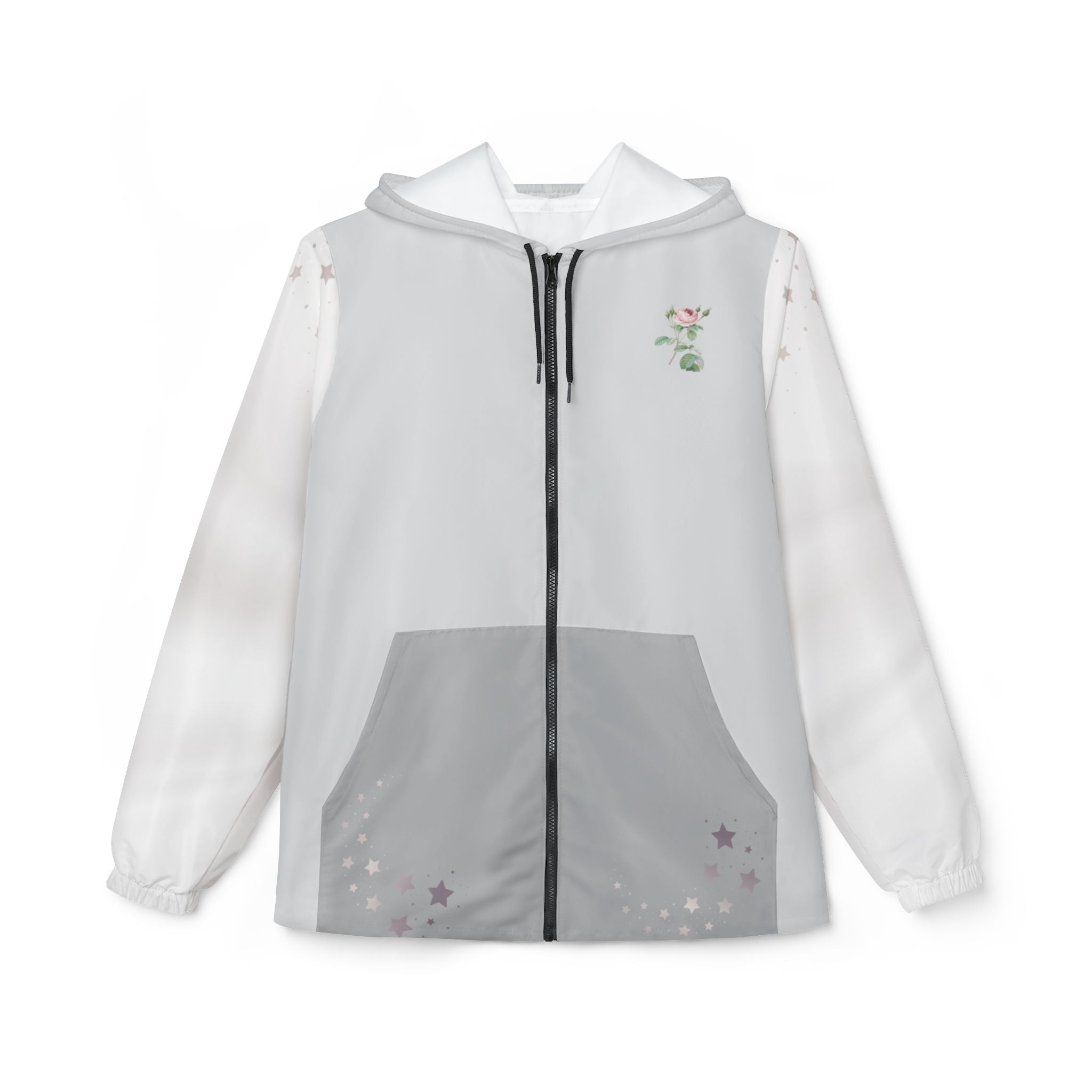 Under God | Gray Watercolor Roses & Flag Women's Windbreaker Jacket