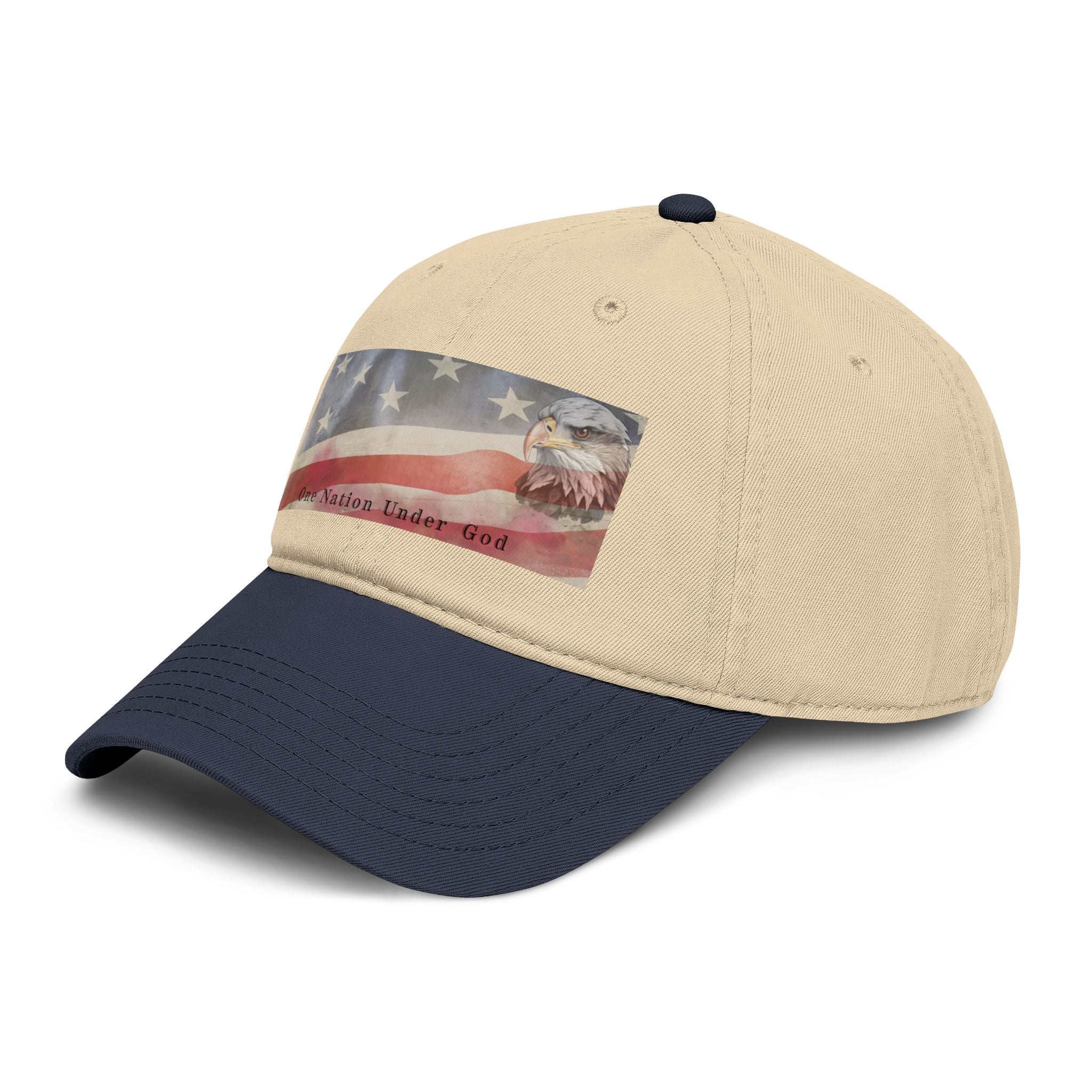 One Nation Under God | Guy's Eagle & Flag Baseball Cap: Garment Washed